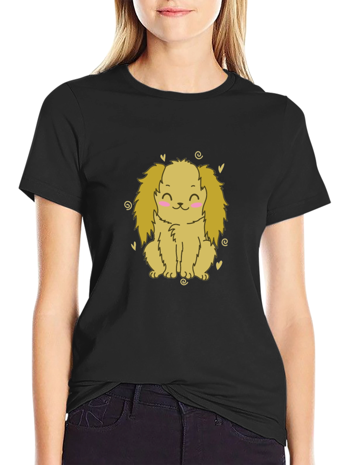 Cute Dog T-Shirt - Black Cotton Tee