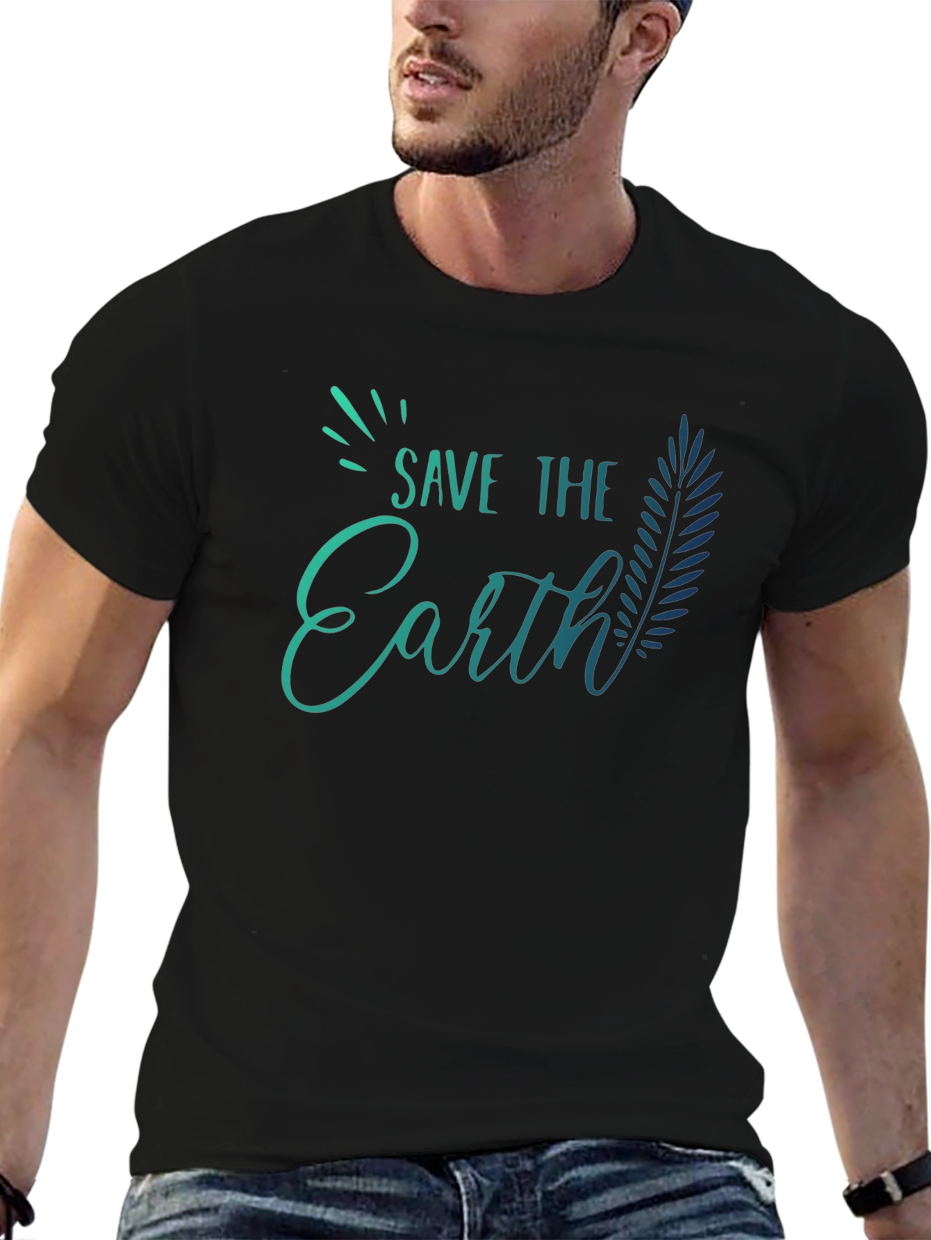 Save the Earth Black T-Shirt - Eco Friendly Design