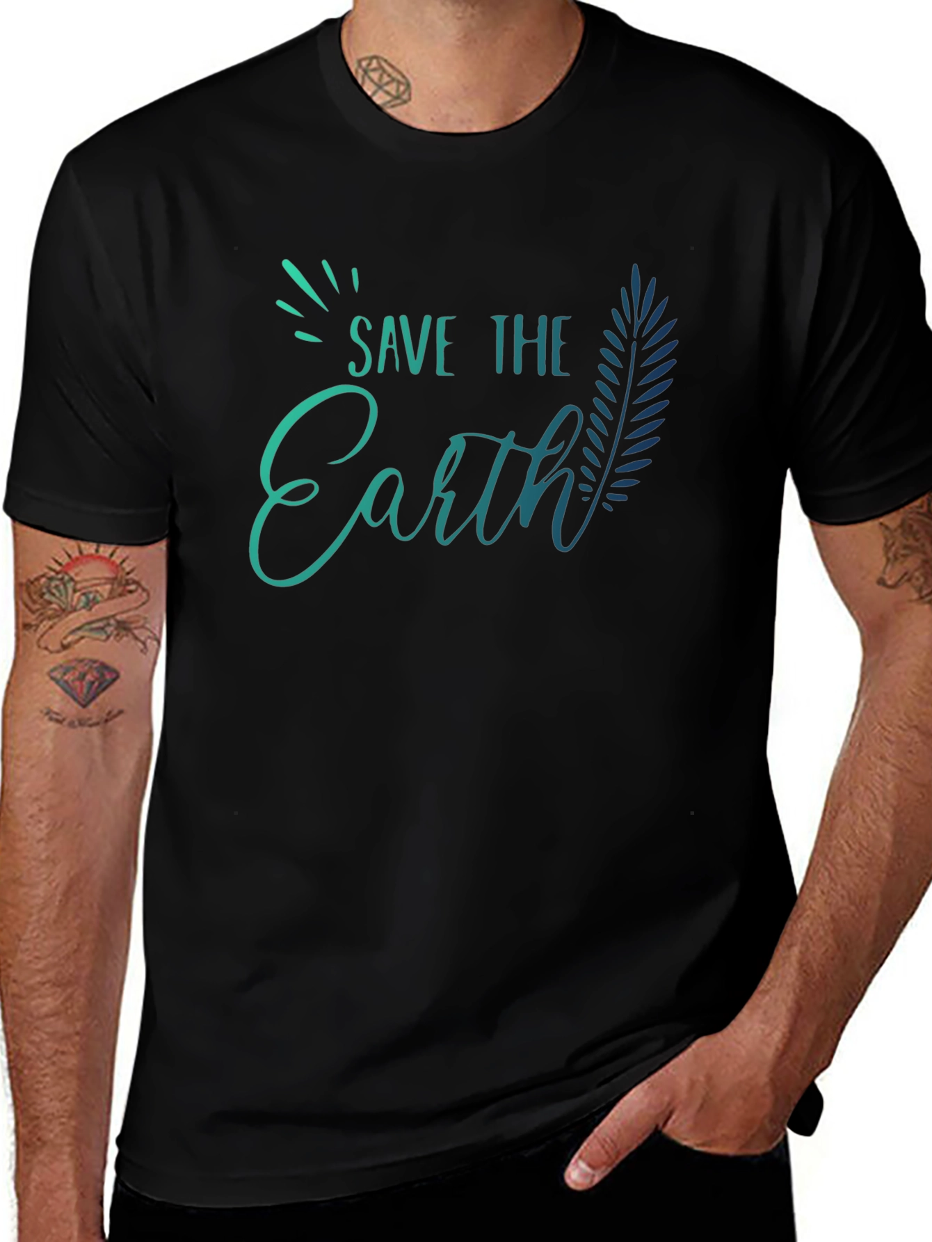 Save the Earth Black T-Shirt - Eco Friendly Design