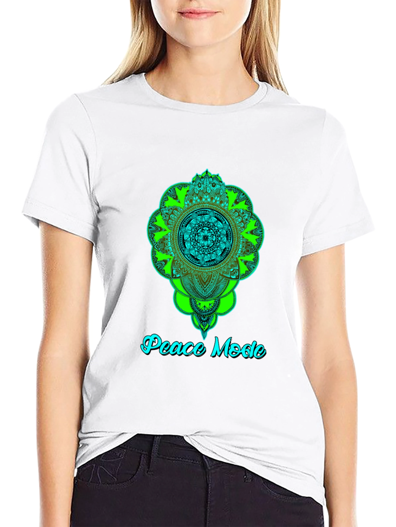 Peace Mode Mandala Graphic Tee - Black