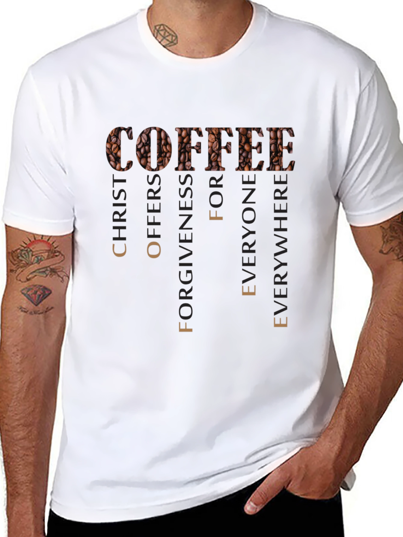 Coffee Christ Offers Forgiveness Graphic T-Shirt