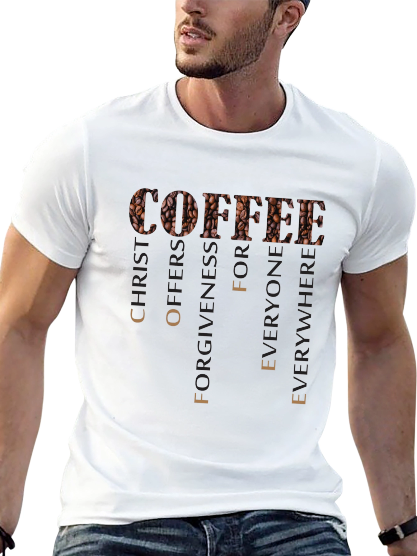 Coffee Christ Offers Forgiveness Graphic T-Shirt