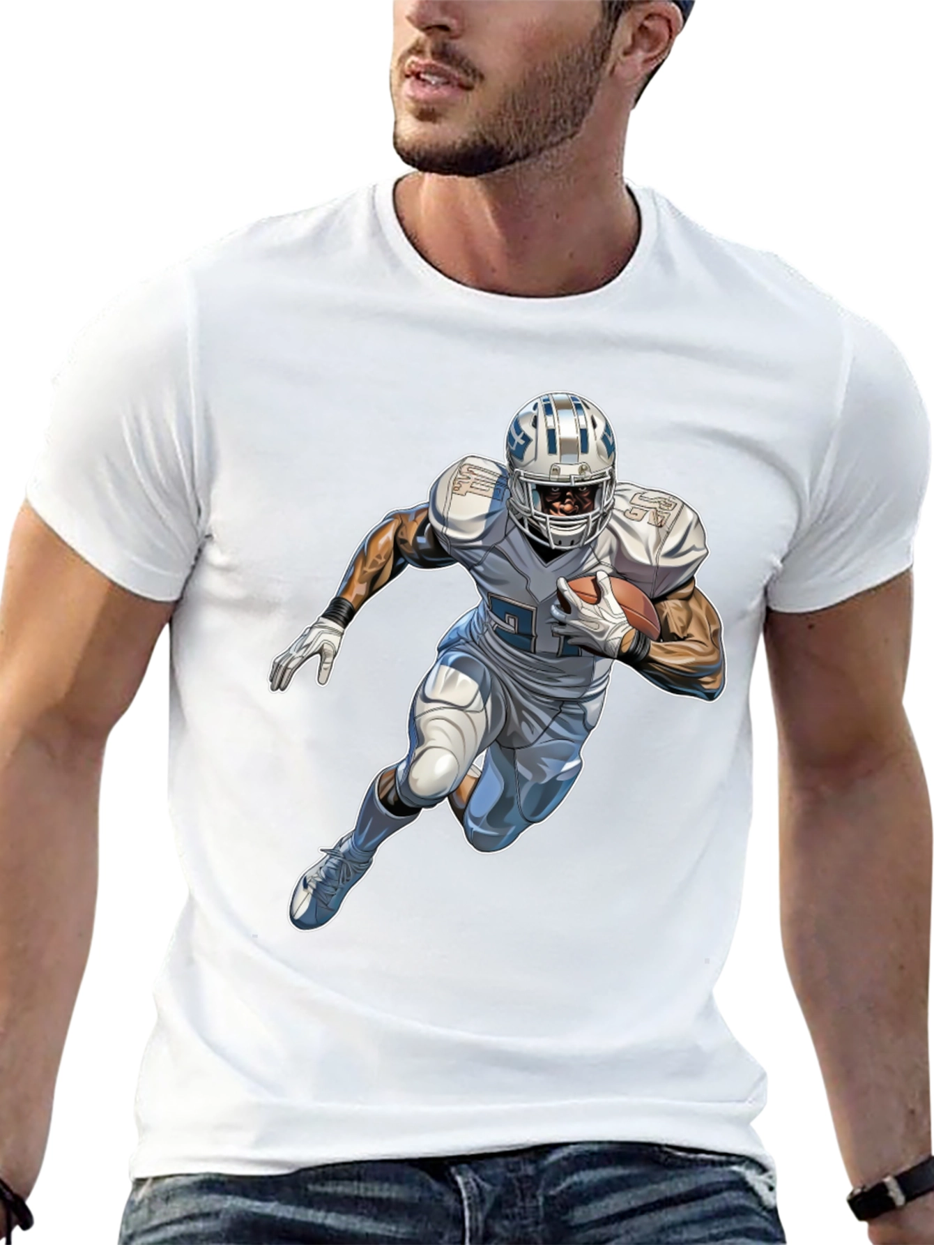 Football Player Graphic Black T-Shirt
