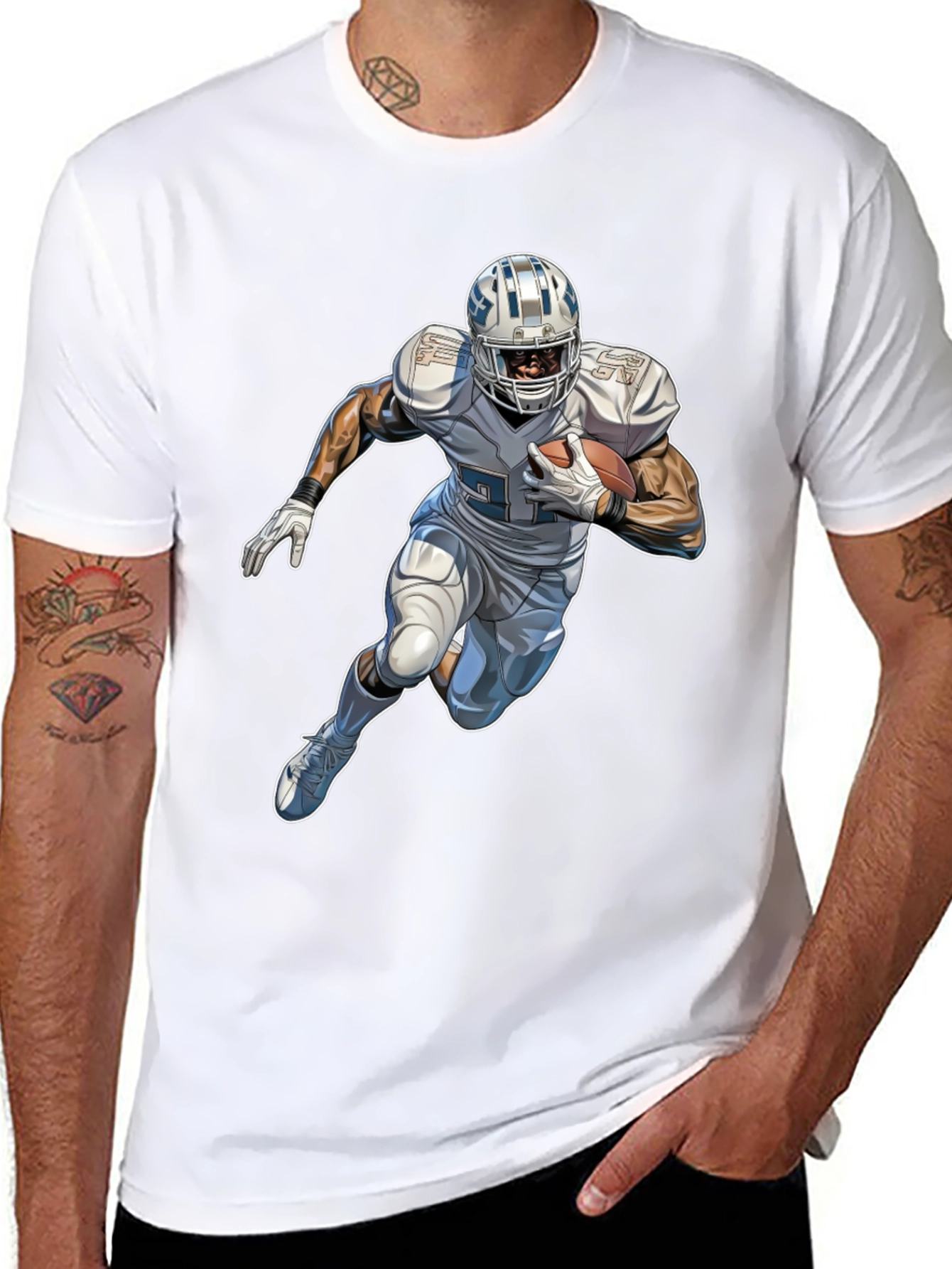 Football Player Graphic Black T-Shirt