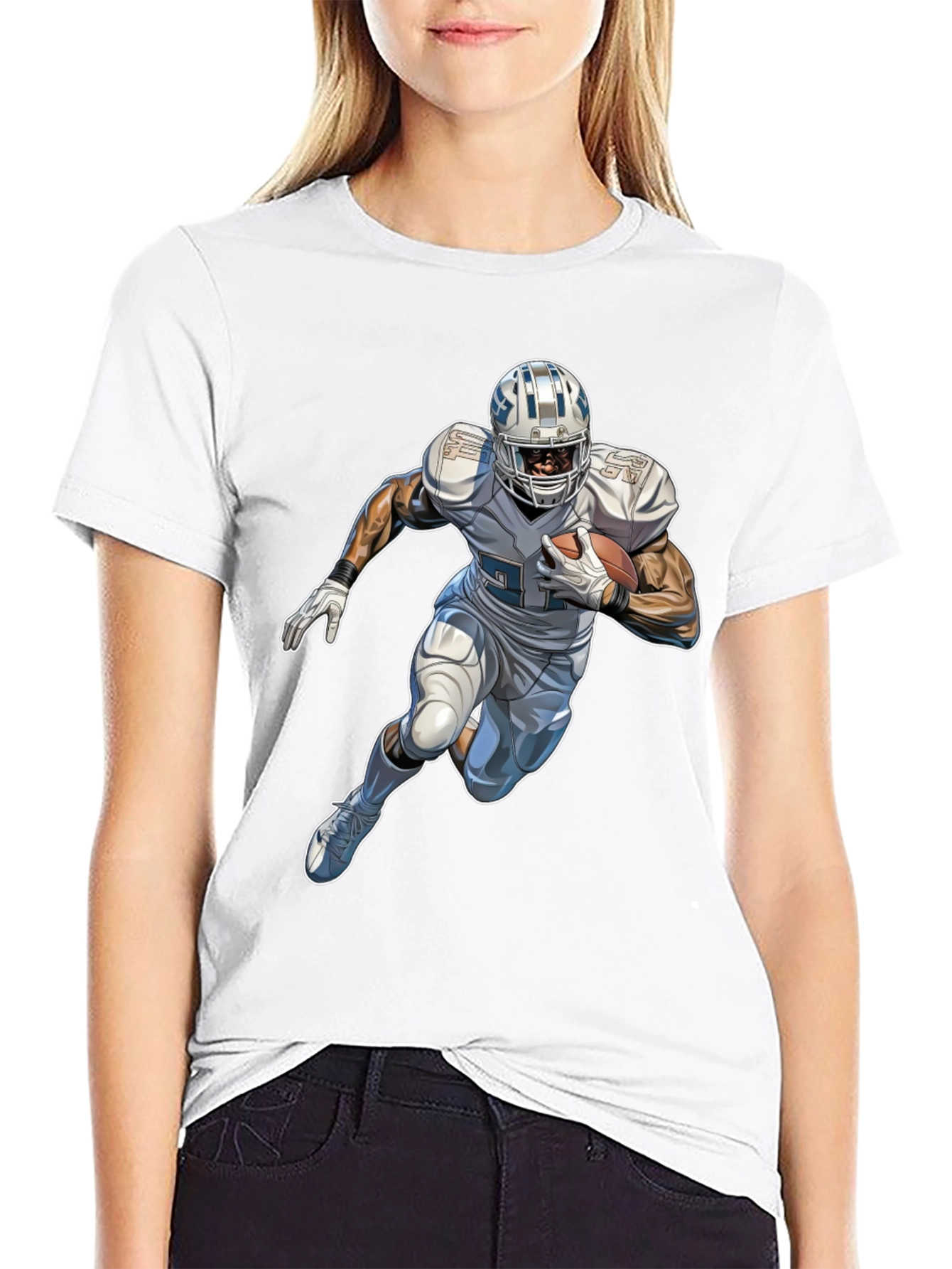 Football Player Graphic Black T-Shirt