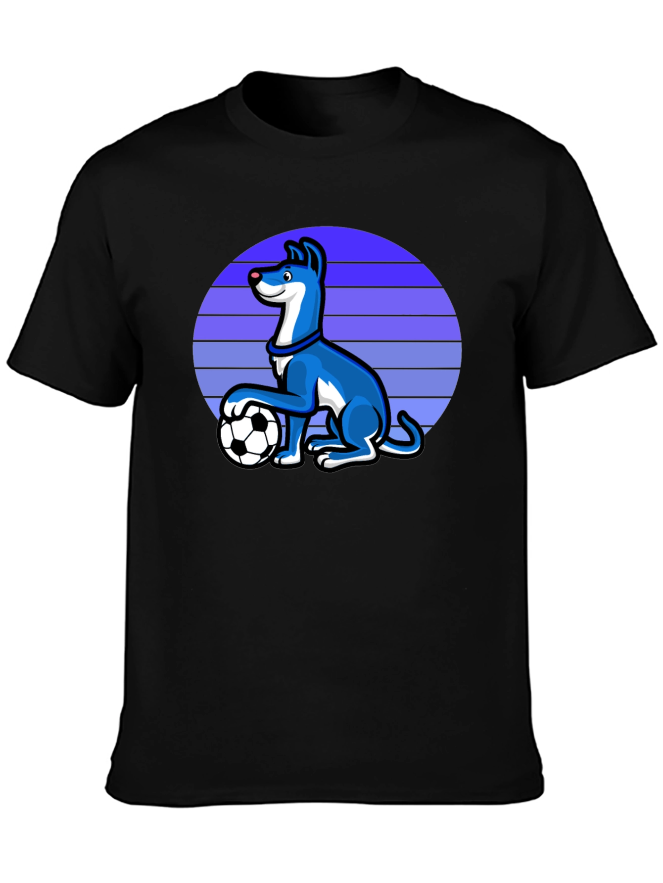 Dog Soccer T-Shirt - Blue Canine with Ball Design