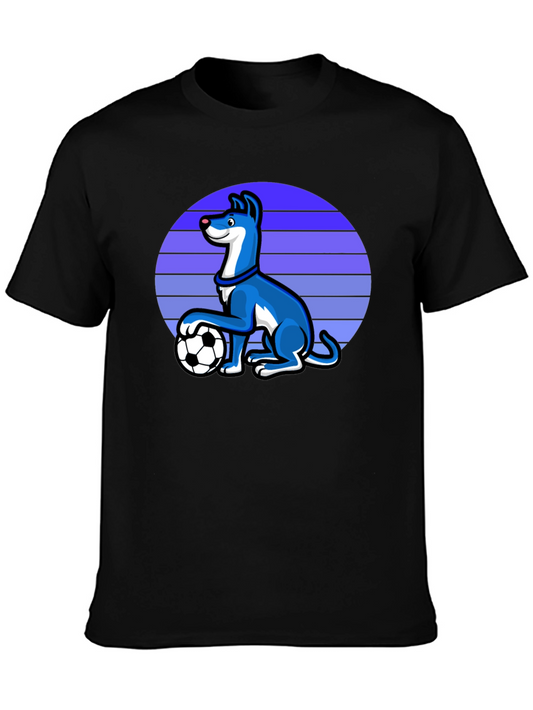 Dog Soccer T-Shirt - Blue Canine with Ball Design