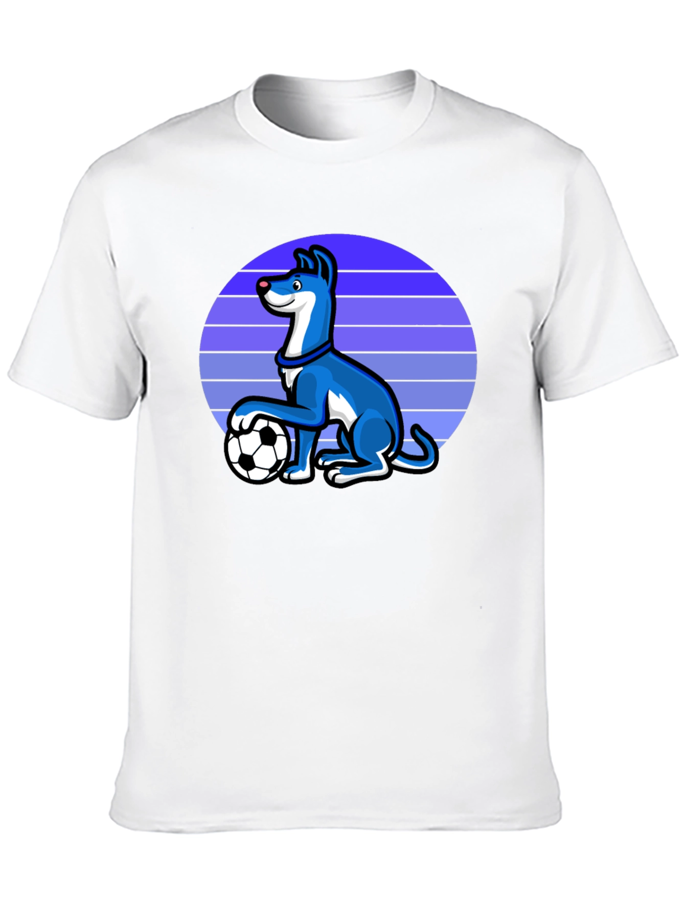 Dog Soccer T-Shirt - Blue Canine with Ball Design