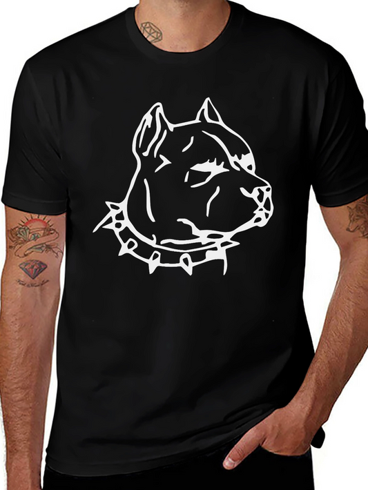 Pitbull Dog Head Graphic T-Shirt - Black