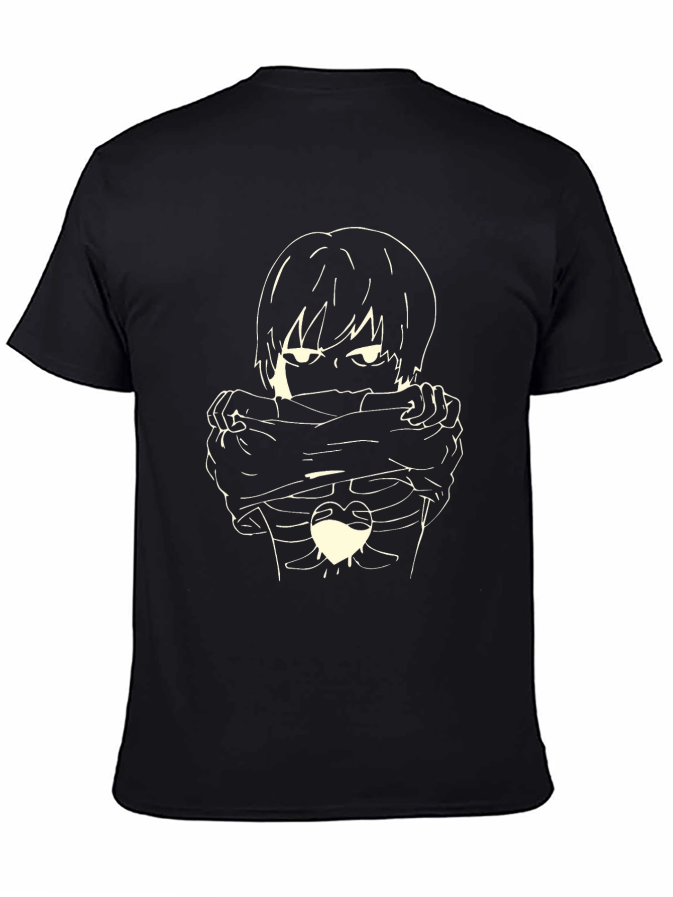 Emo Anime Skeleton Heart T-Shirt - Unisex Black Tee