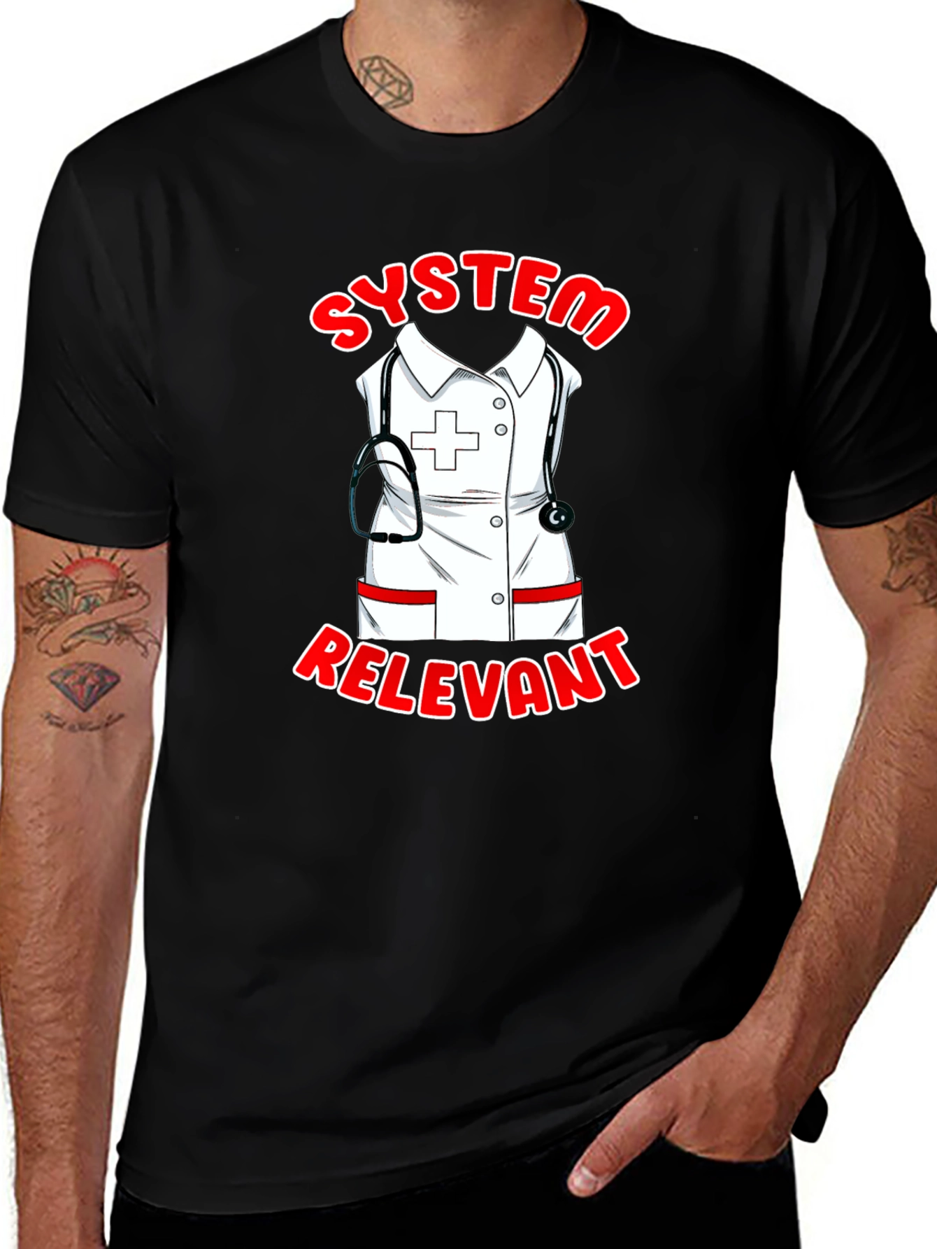 System Relevant Nurse T-Shirt - Black Cotton Tee