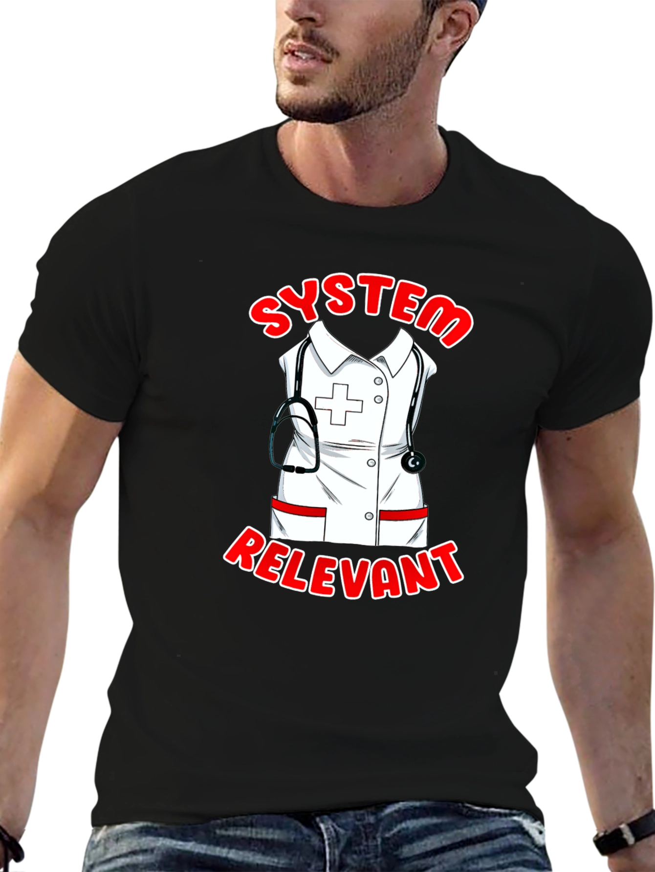 System Relevant Nurse T-Shirt - Black Cotton Tee