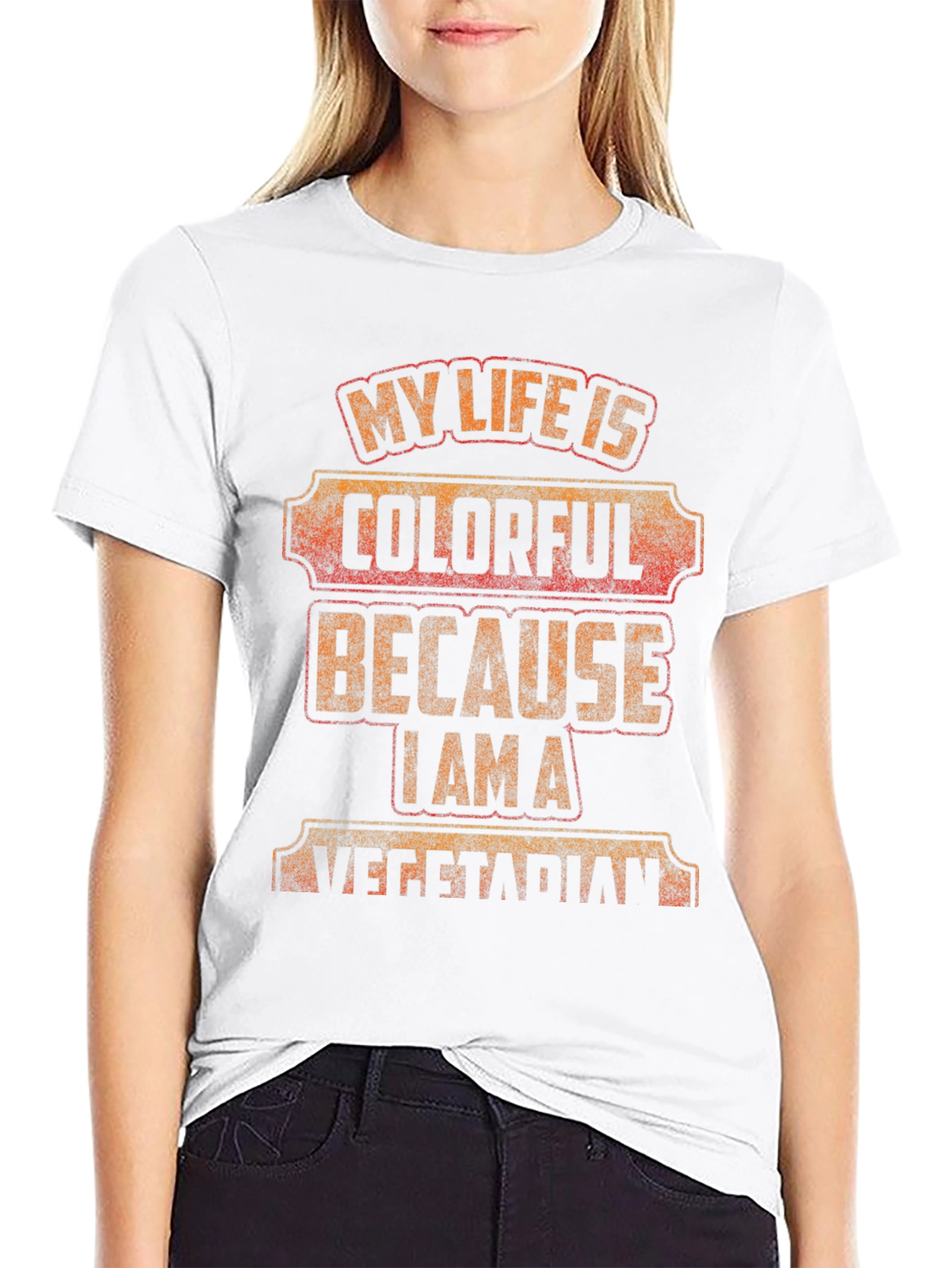 Colorful Vegetarian Graphic T-Shirt