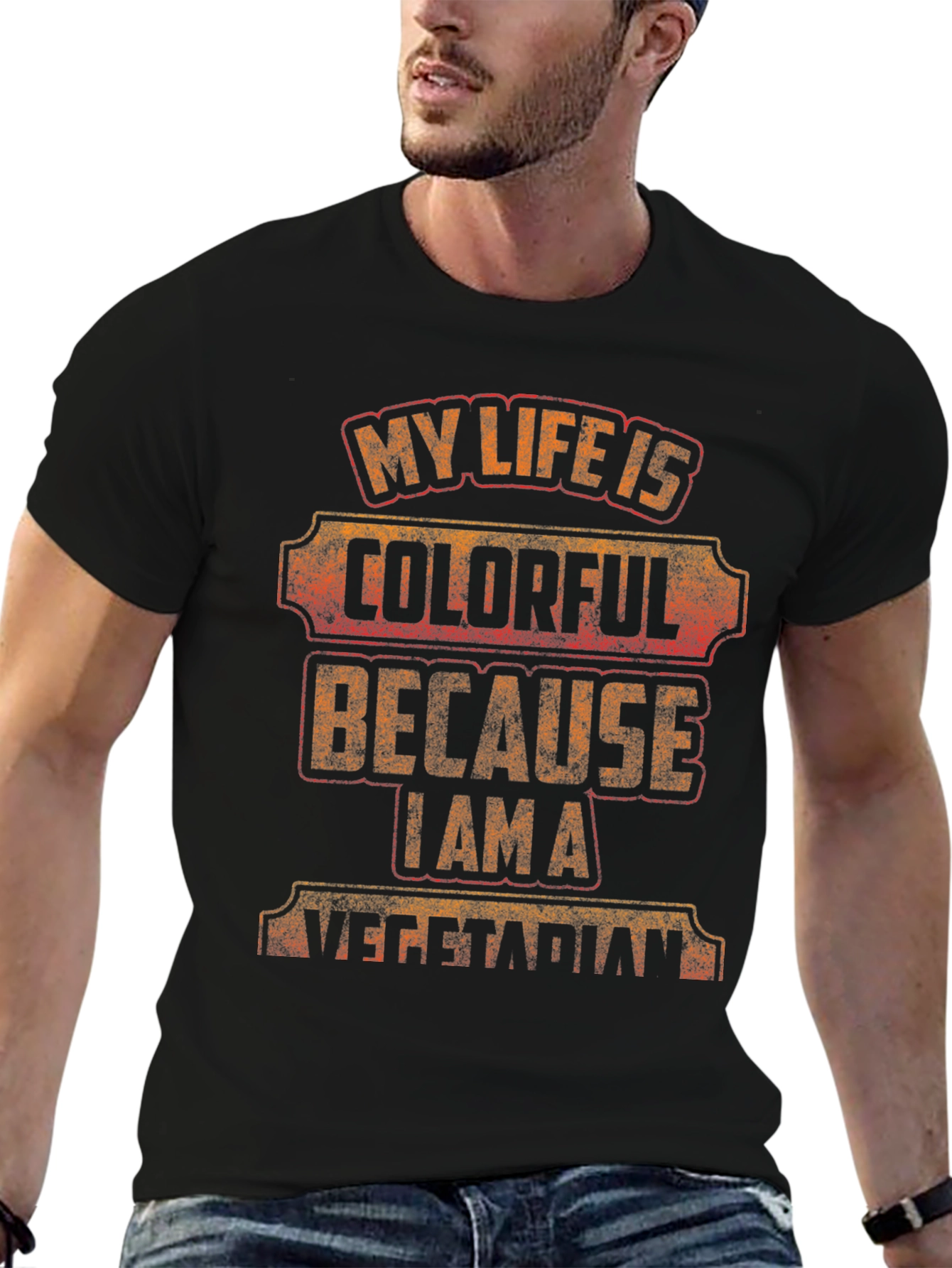 Colorful Vegetarian Graphic T-Shirt