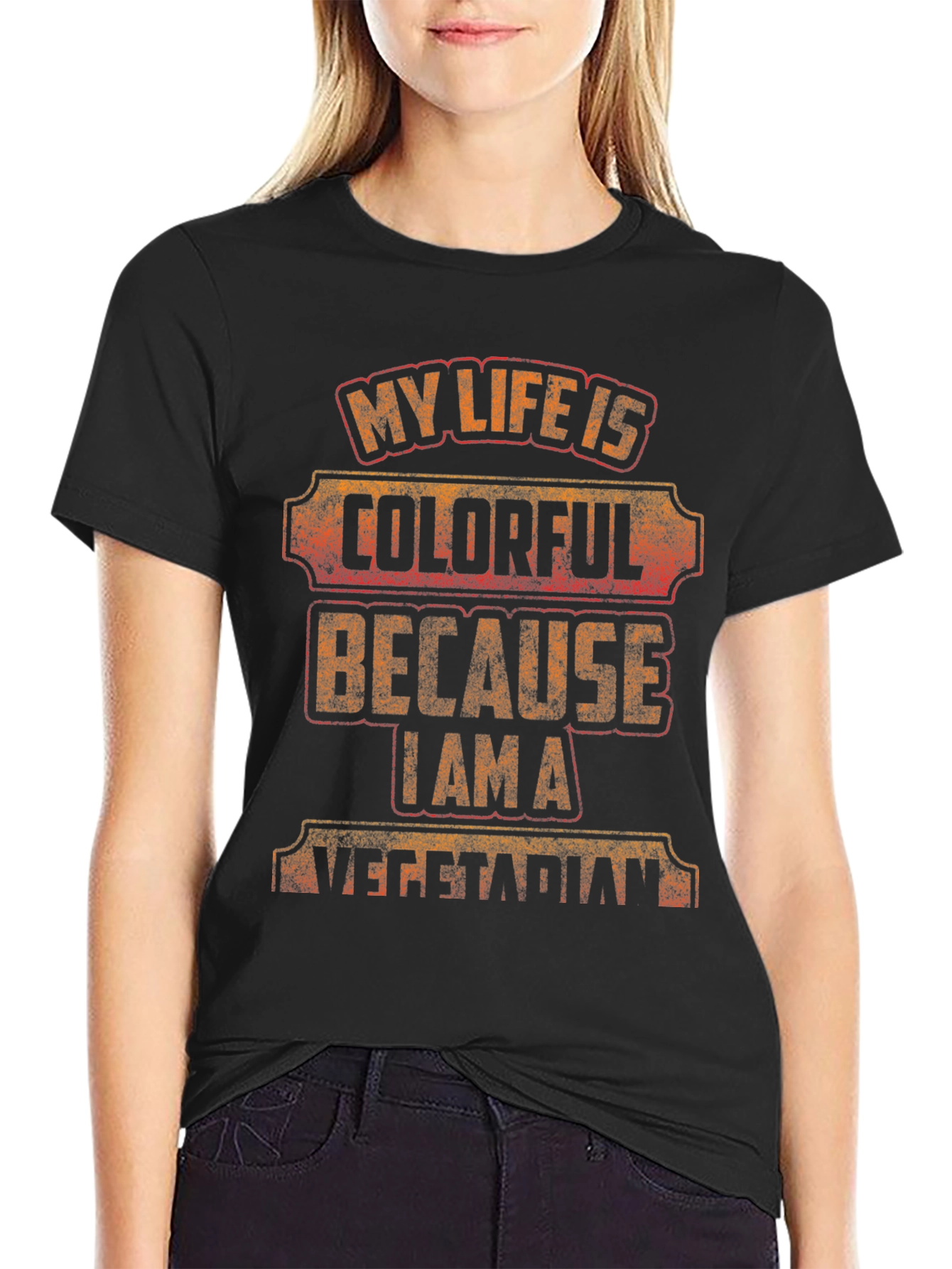 Colorful Vegetarian Graphic T-Shirt