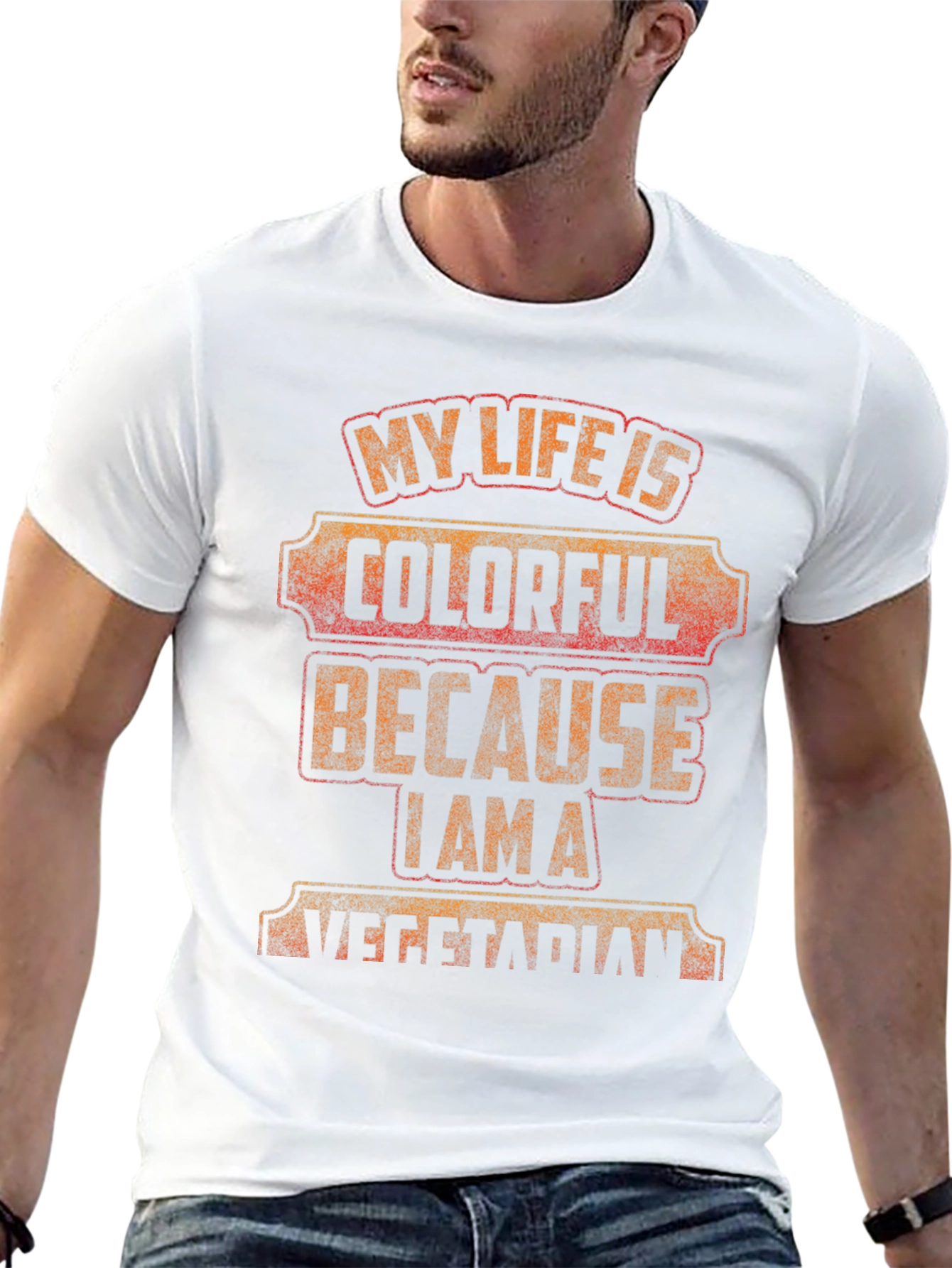 Colorful Vegetarian Graphic T-Shirt