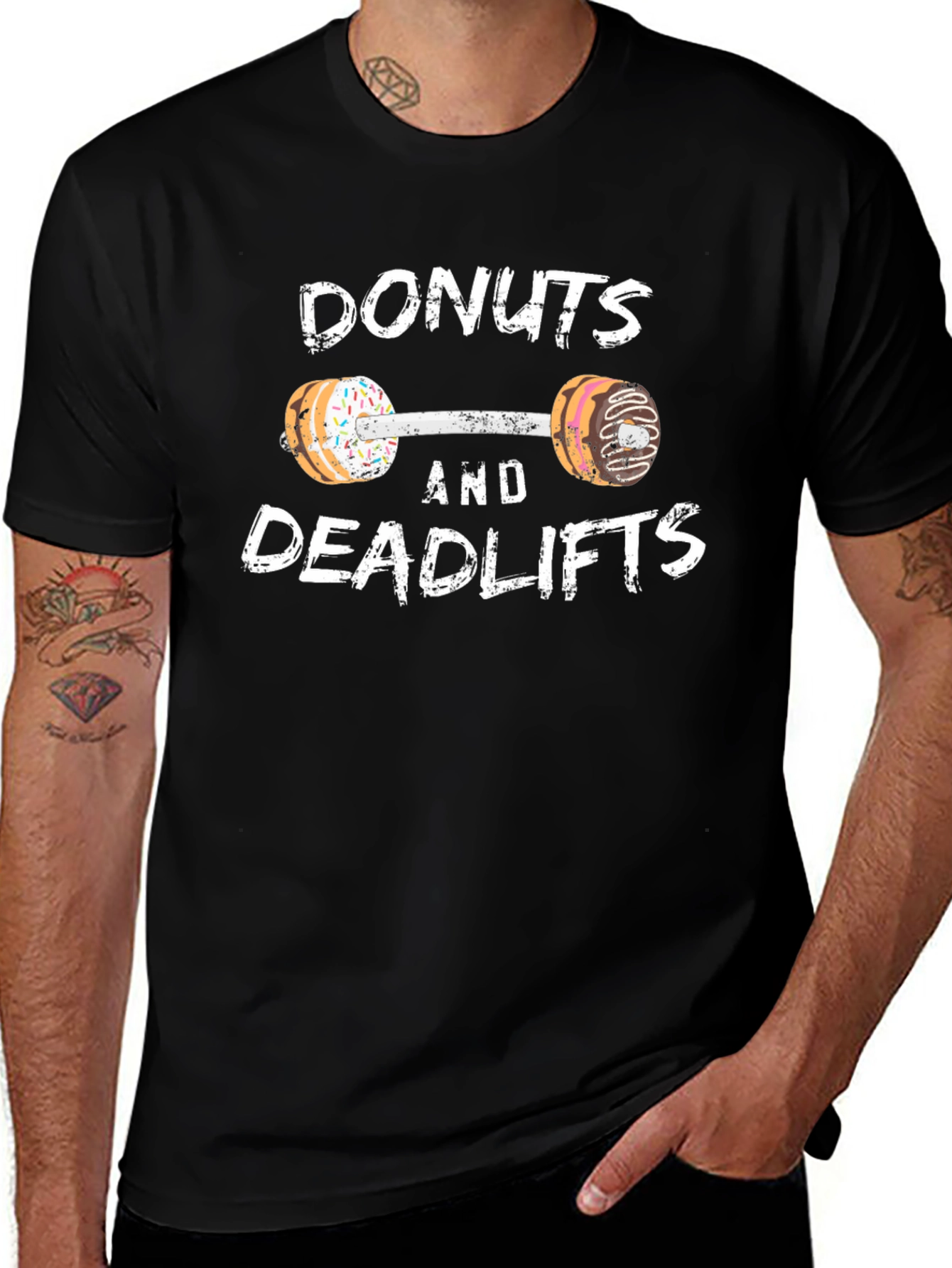 Donuts and Deadlifts Funny Workout Gym T-Shirt