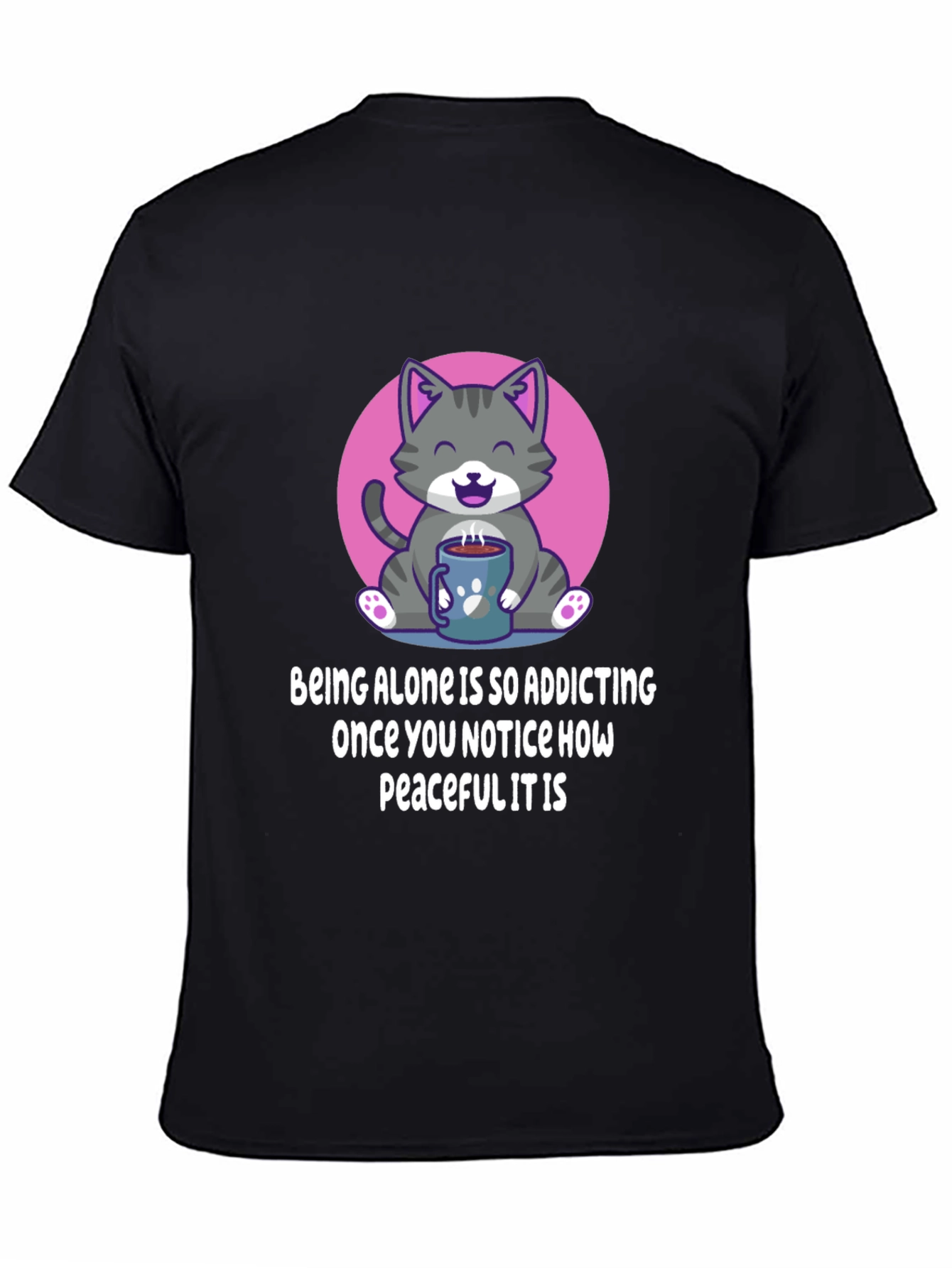 Cute Cat Coffee T-Shirt: Peaceful Alone Time