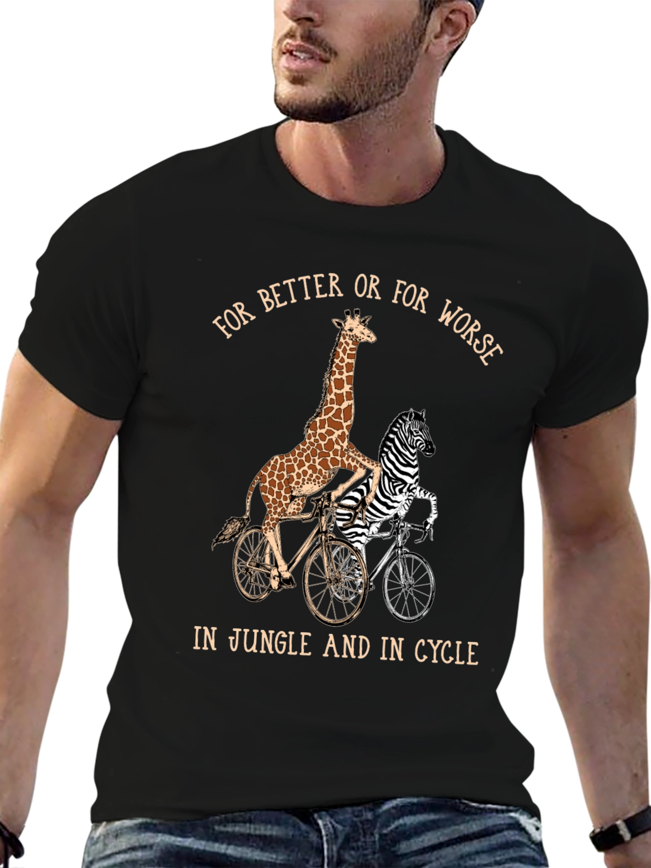 Giraffe & Zebra Tandem Bike T-Shirt