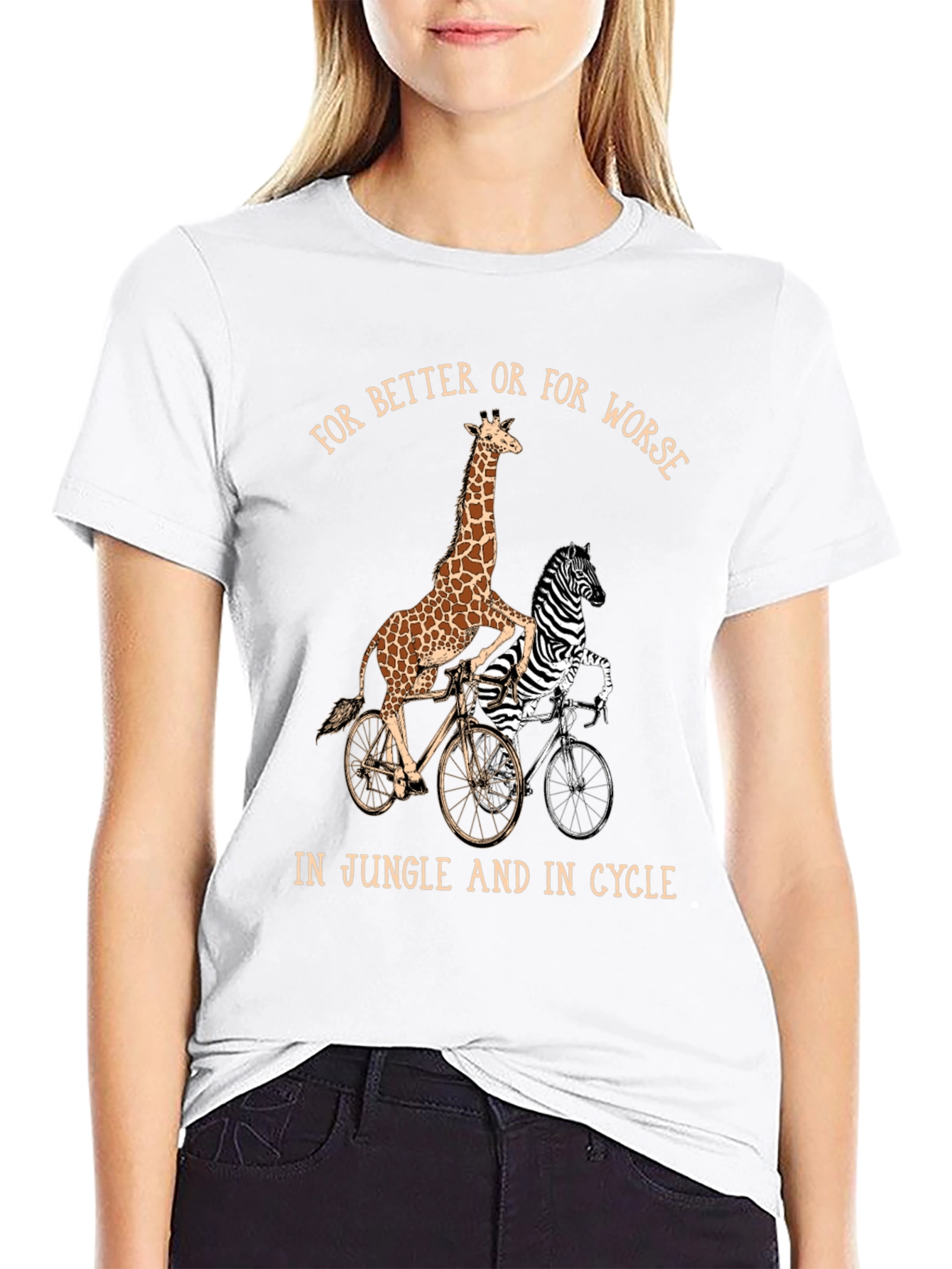 Giraffe & Zebra Tandem Bike T-Shirt