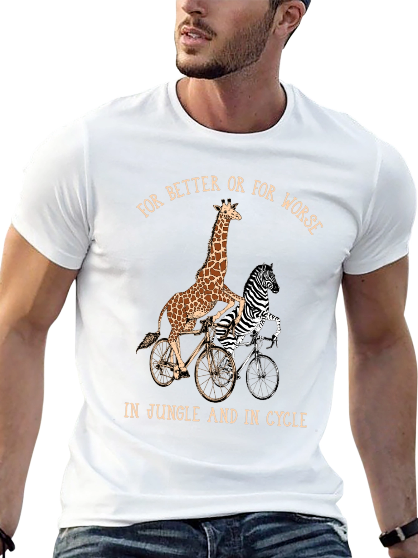 Giraffe & Zebra Tandem Bike T-Shirt
