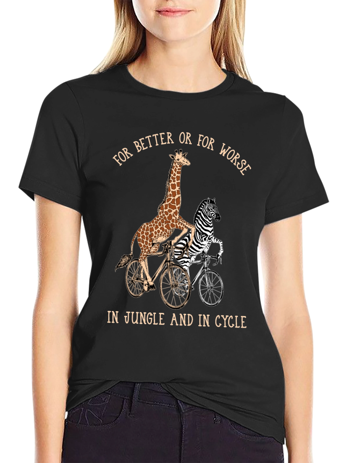 Giraffe & Zebra Tandem Bike T-Shirt