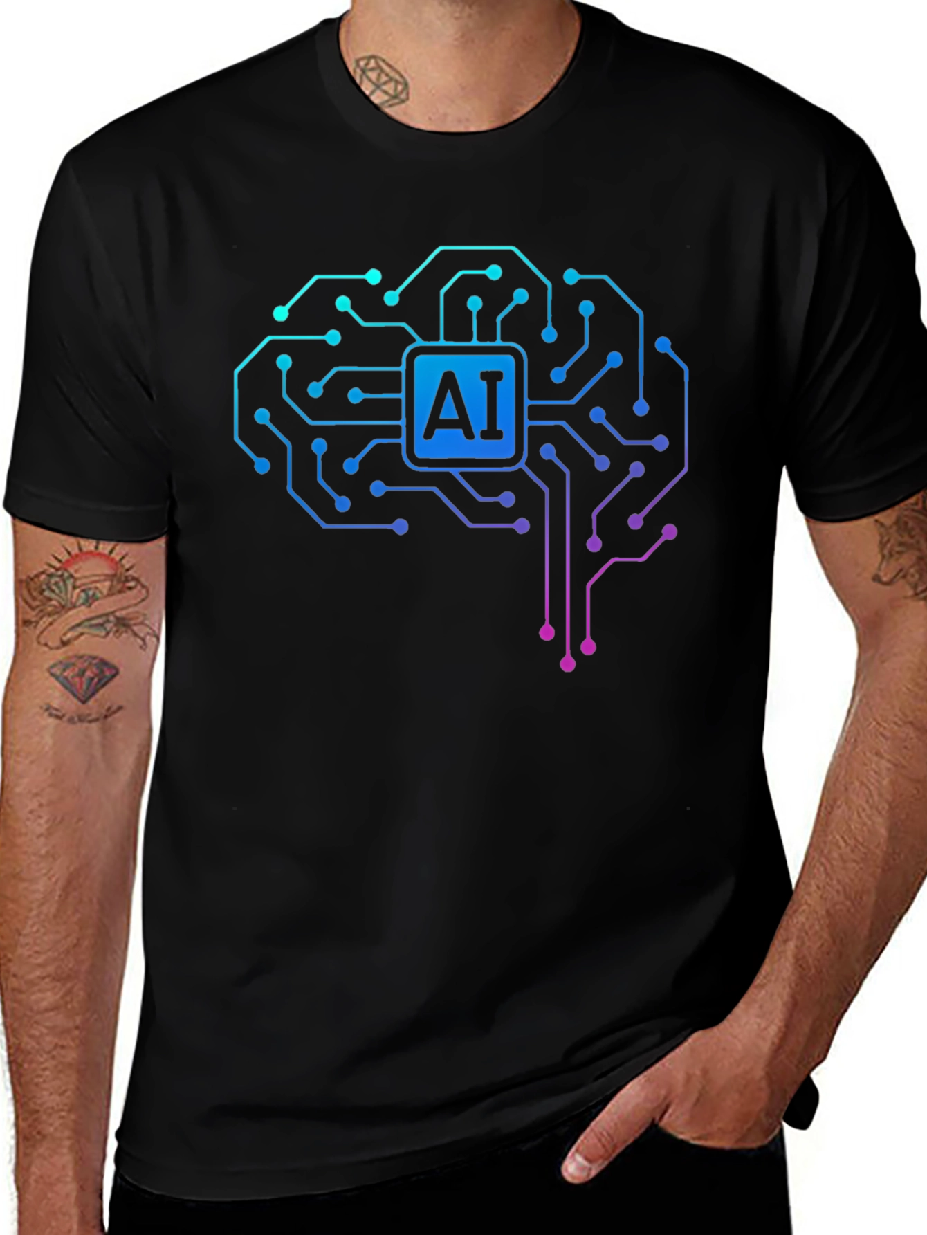 AI Brain Circuit T-Shirt - Tech Style
