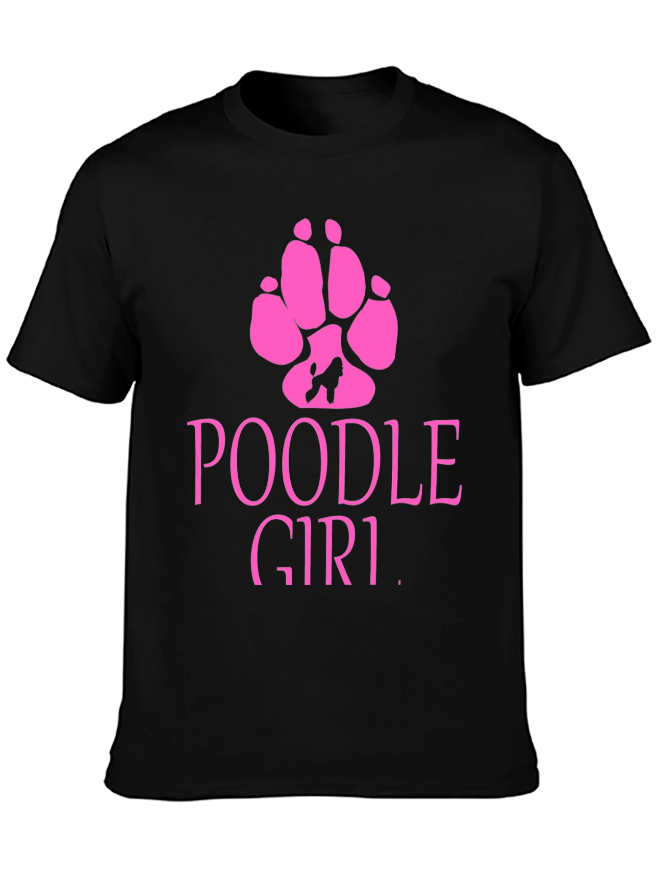 Poodle Girl Graphic T-Shirt - Black