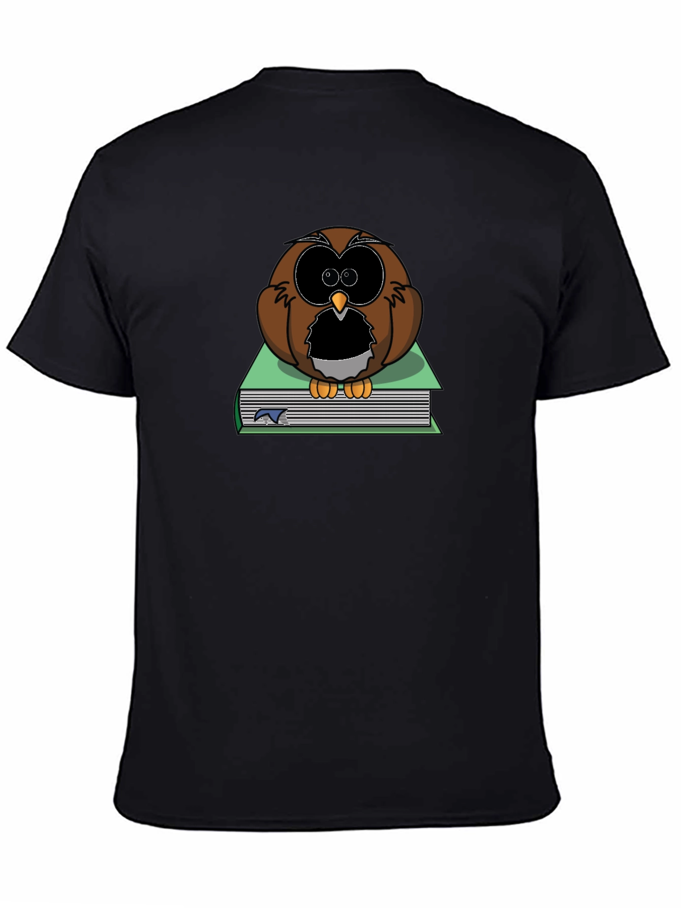 Owl on Book T-Shirt - Black Cotton Tee
