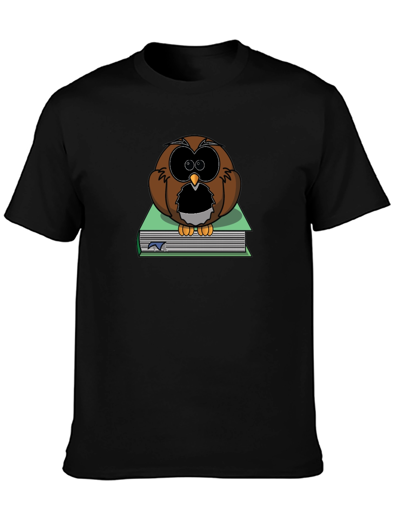Owl on Book T-Shirt - Black Cotton Tee