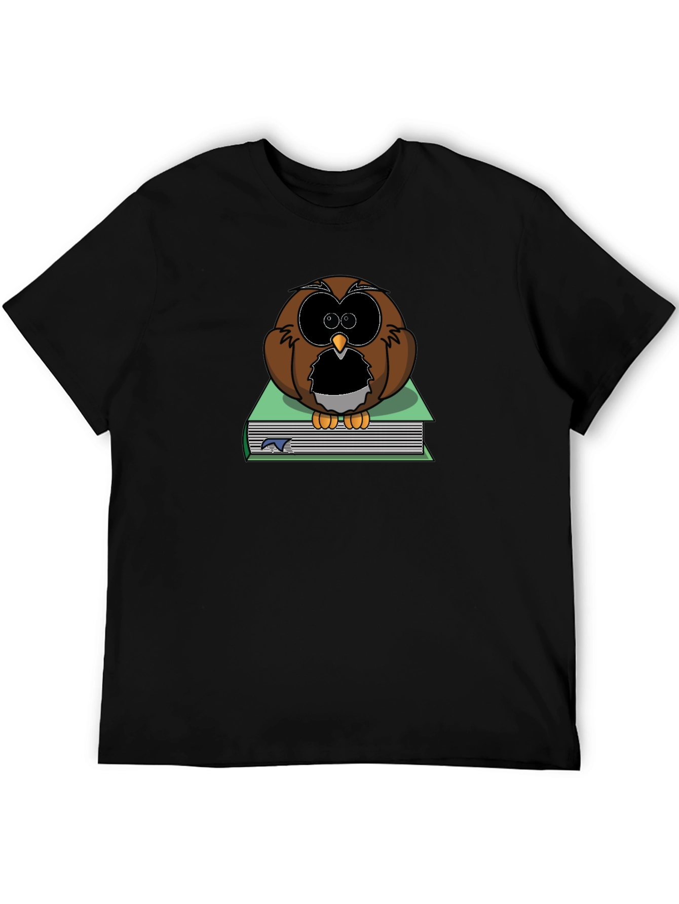 Owl on Book T-Shirt - Black Cotton Tee