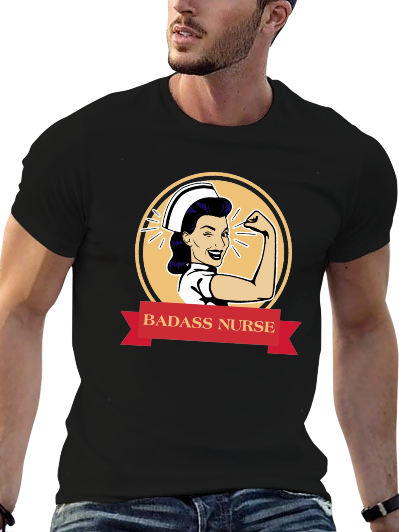 Badass Nurse Graphic T-Shirt - Black
