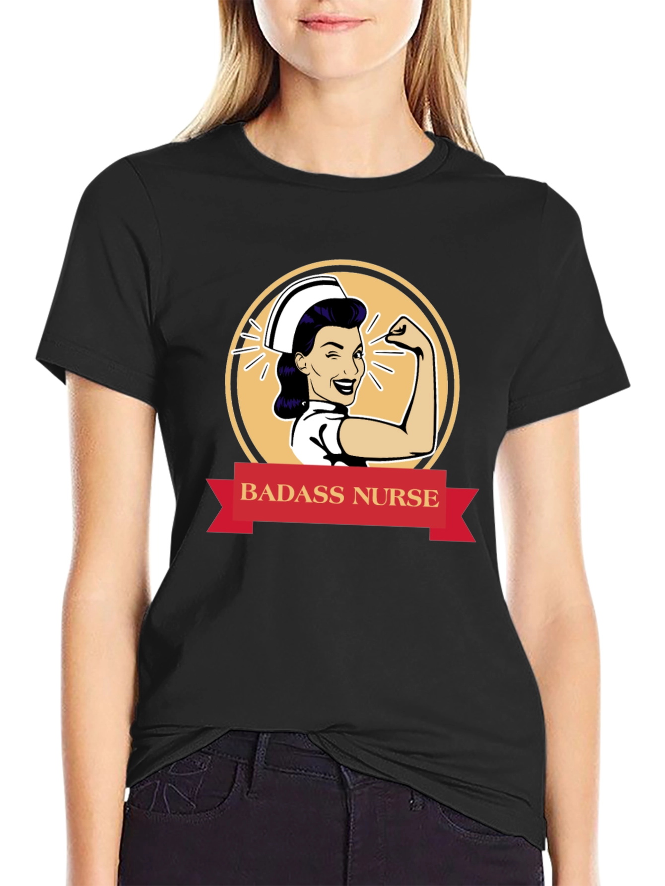 Badass Nurse Graphic T-Shirt - Black