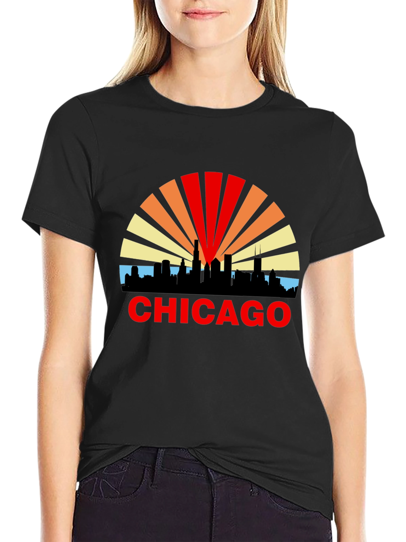 Chicago Skyline Graphic T-Shirt - Retro Style