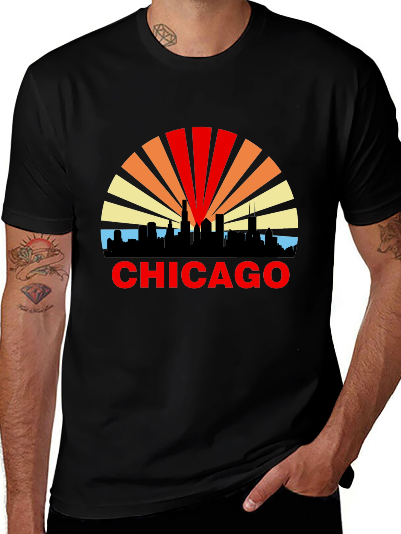 Chicago Skyline Graphic T-Shirt - Retro Style