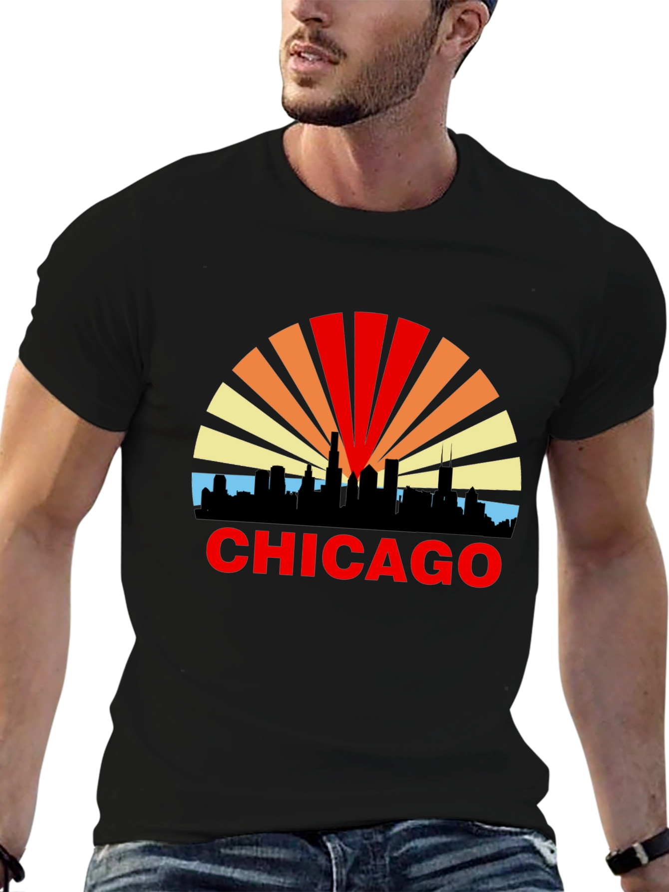 Chicago Skyline Graphic T-Shirt - Retro Style