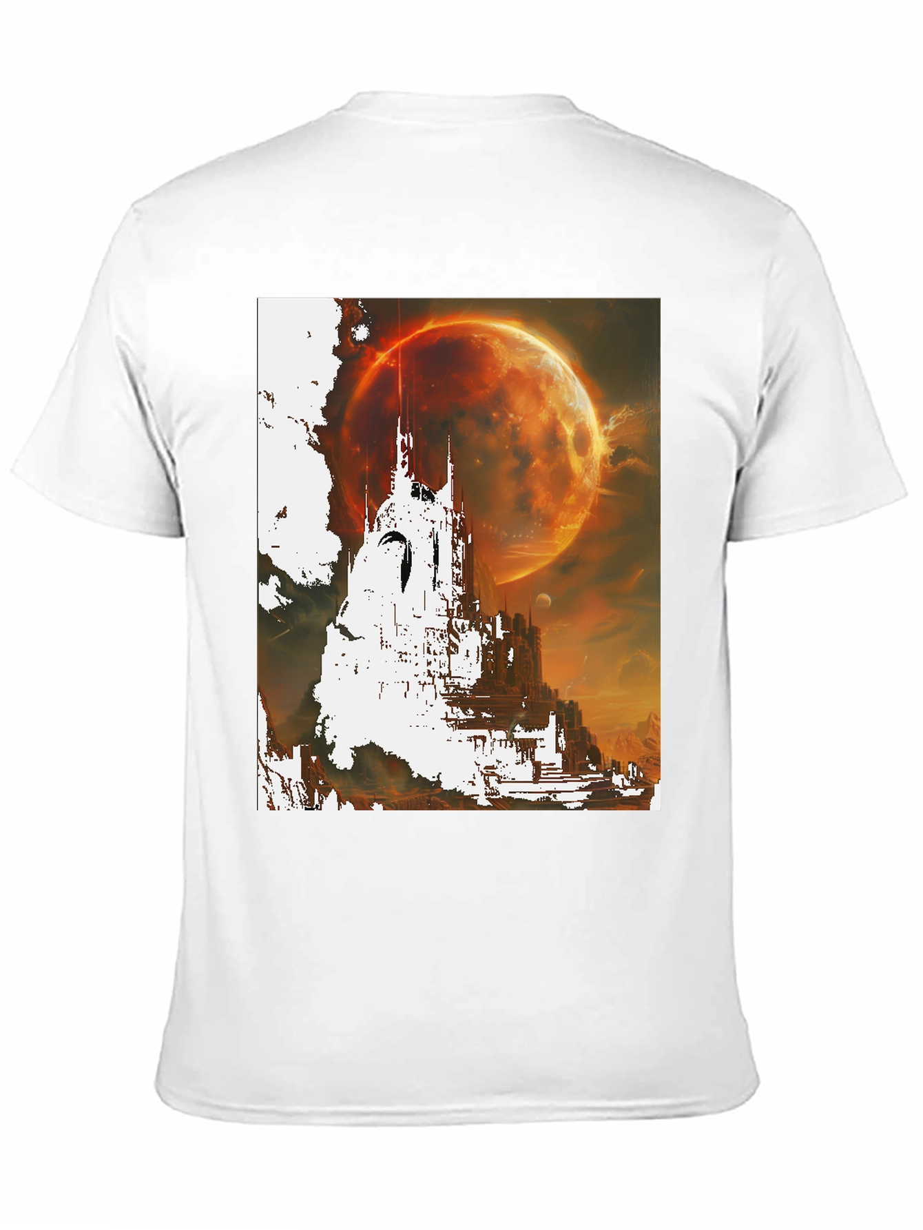 Sci-Fi Castle Graphic Tee - Premium Black T-Shirt