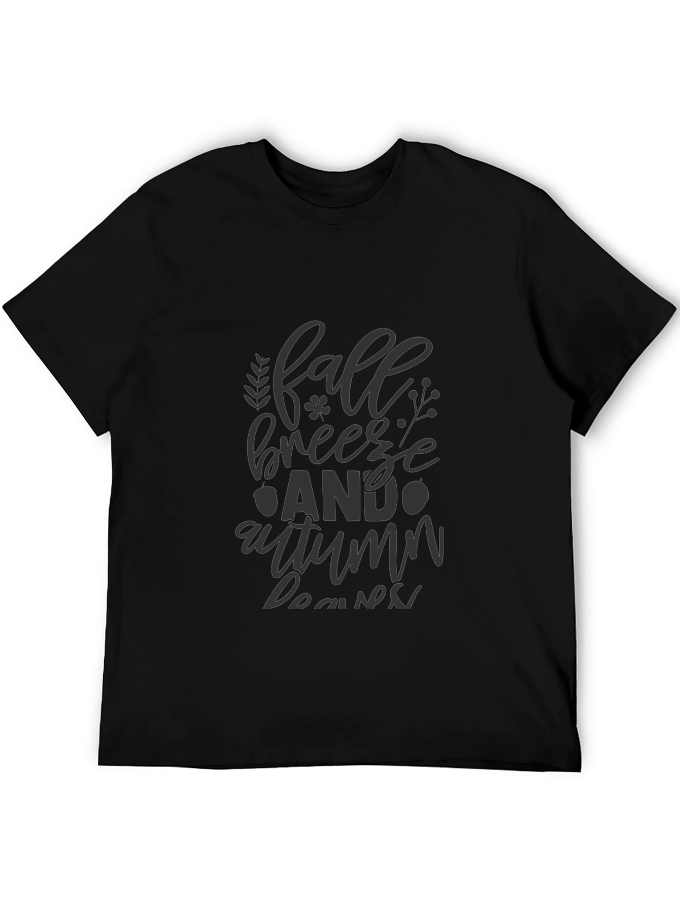 Fall Breeze & Autumn Leaves Black T-Shirt