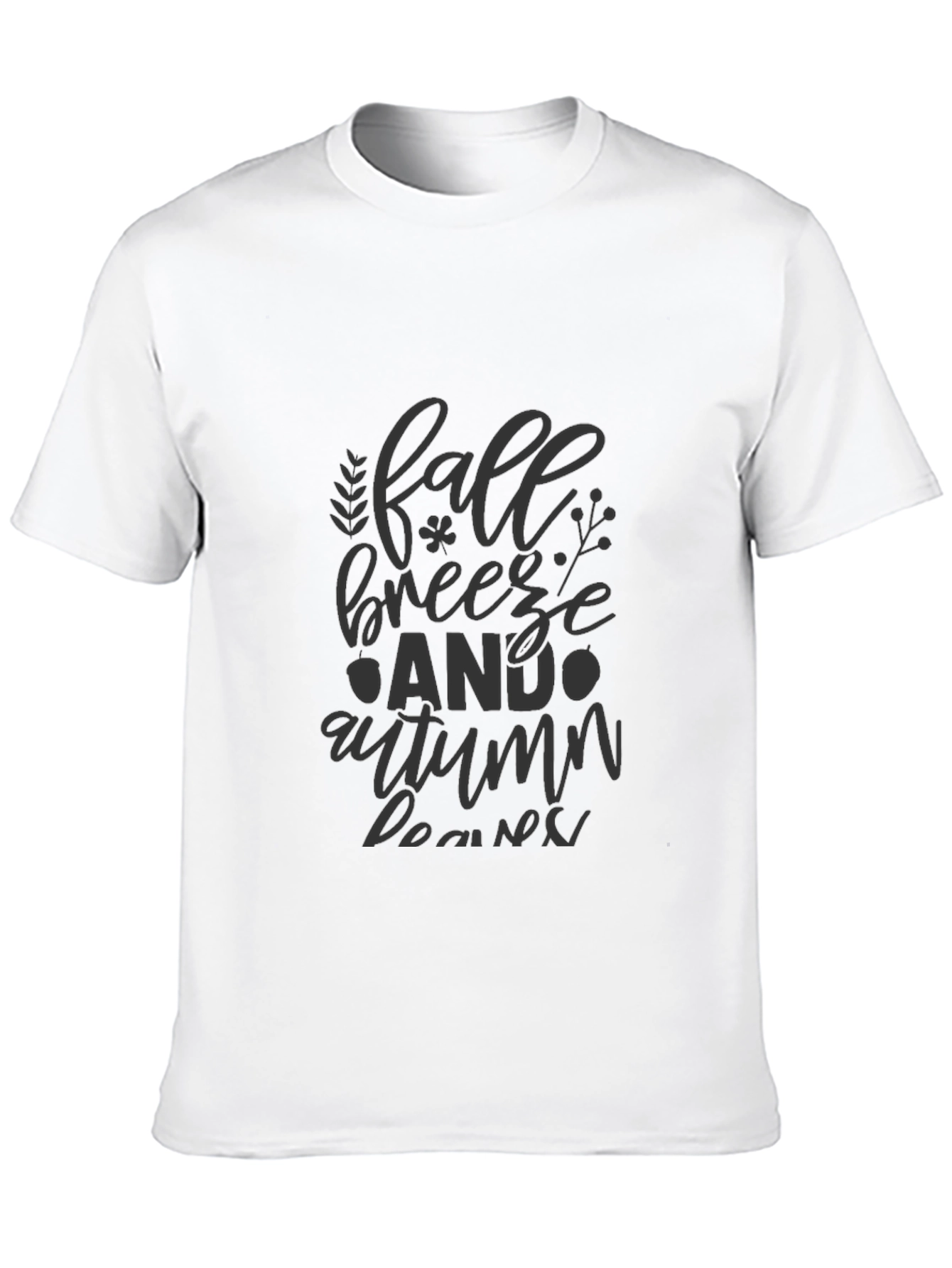 Fall Breeze & Autumn Leaves Black T-Shirt