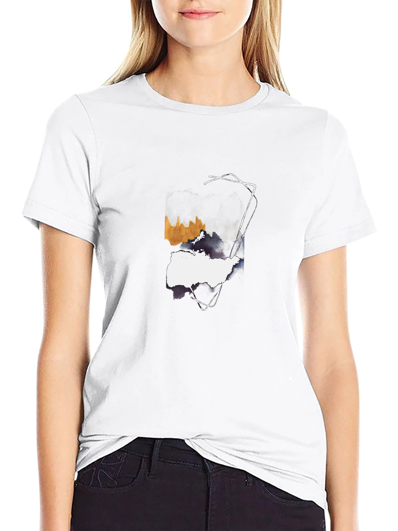 Abstract Art Graphic Tee - Black