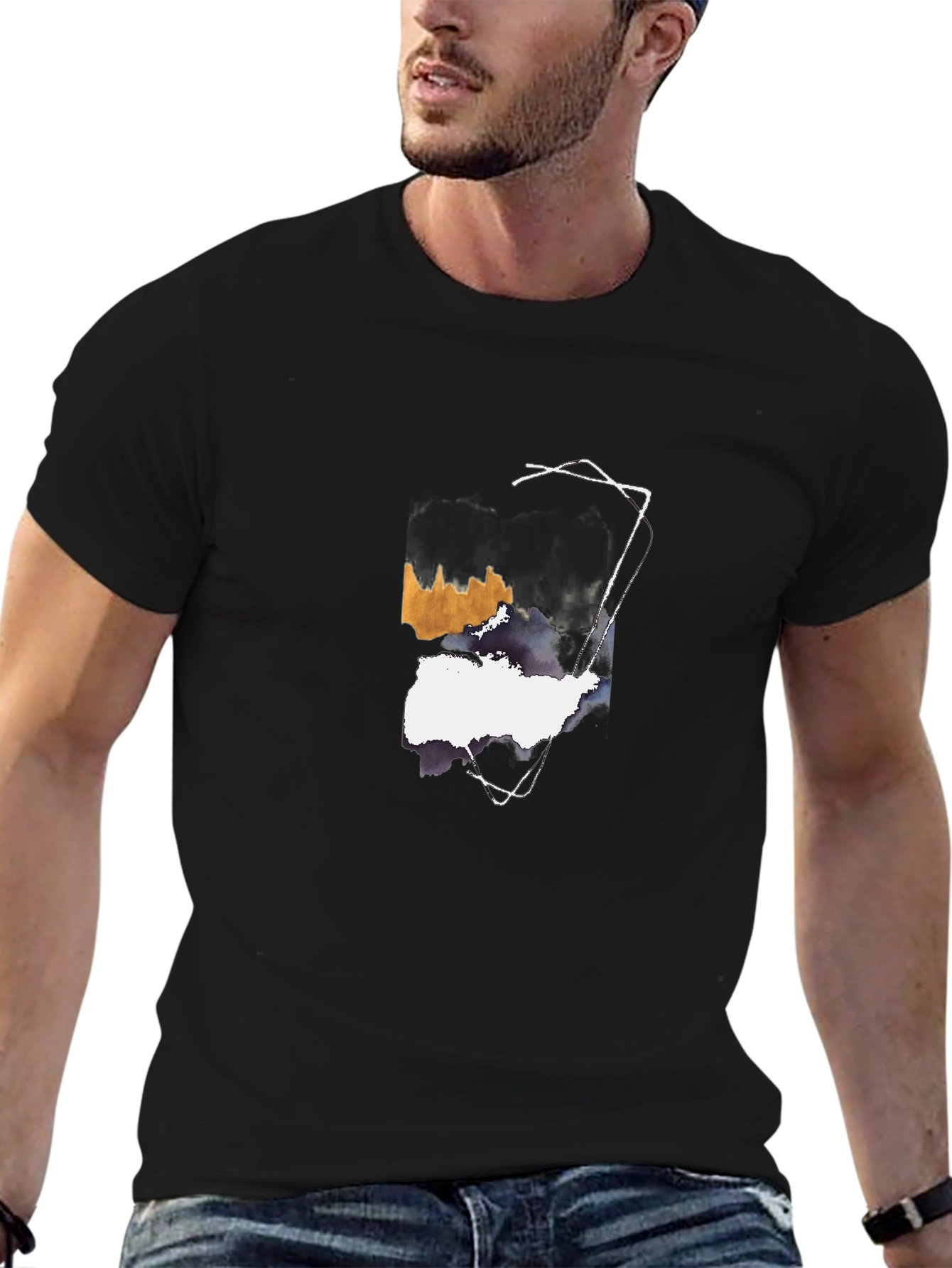 Abstract Art Graphic Tee - Black