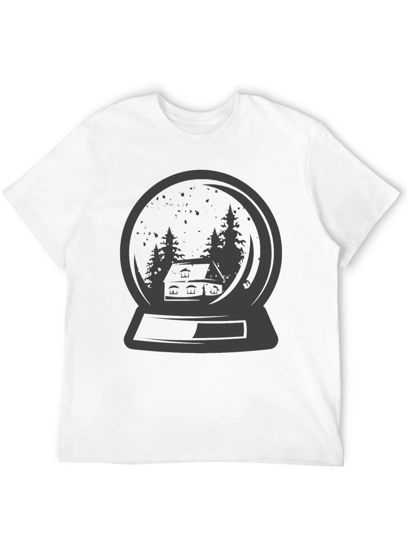 Snow Globe Graphic Tee - Winter Cabin Design