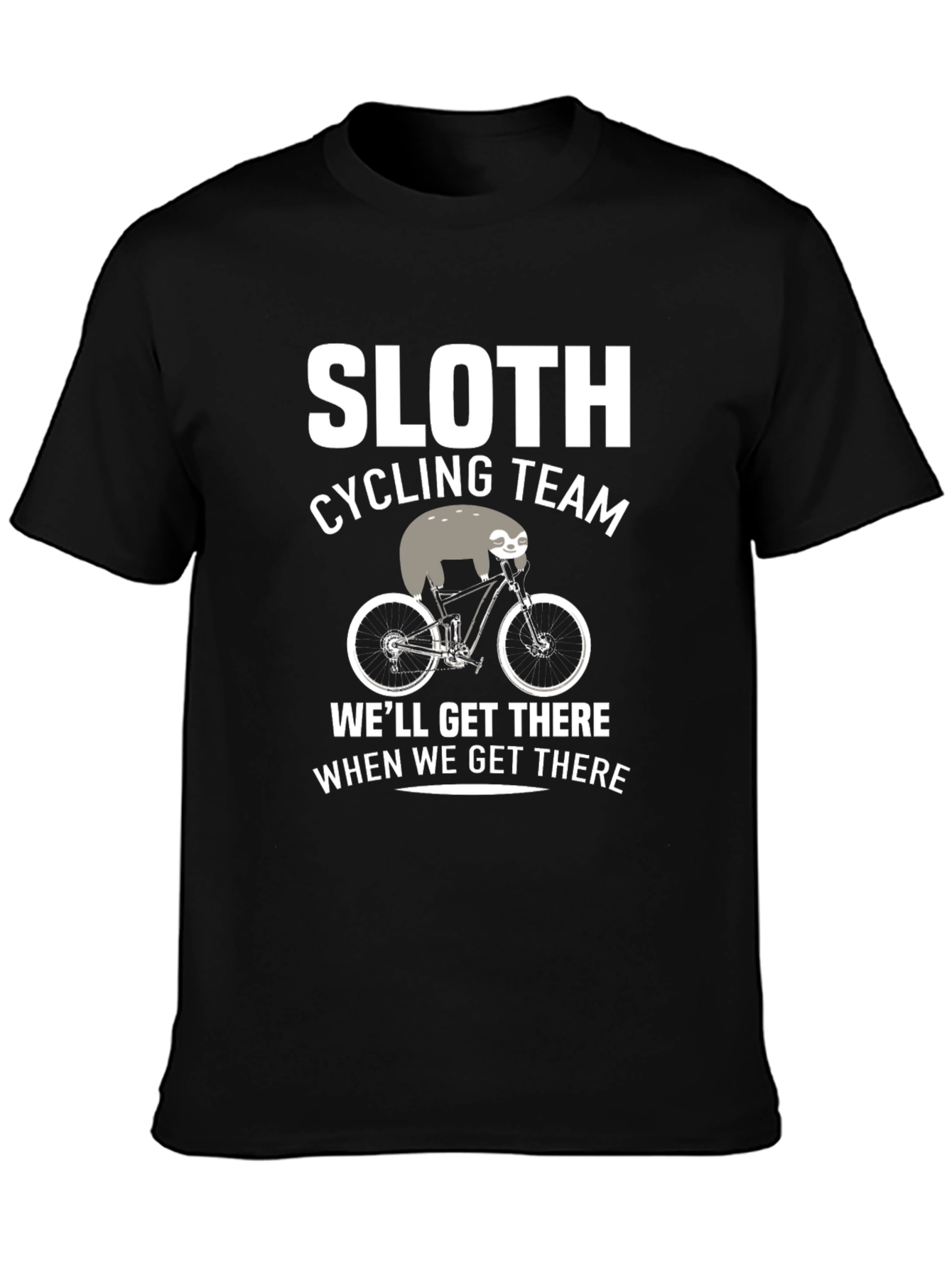 Sloth Cycling Team Black Graphic T-Shirt