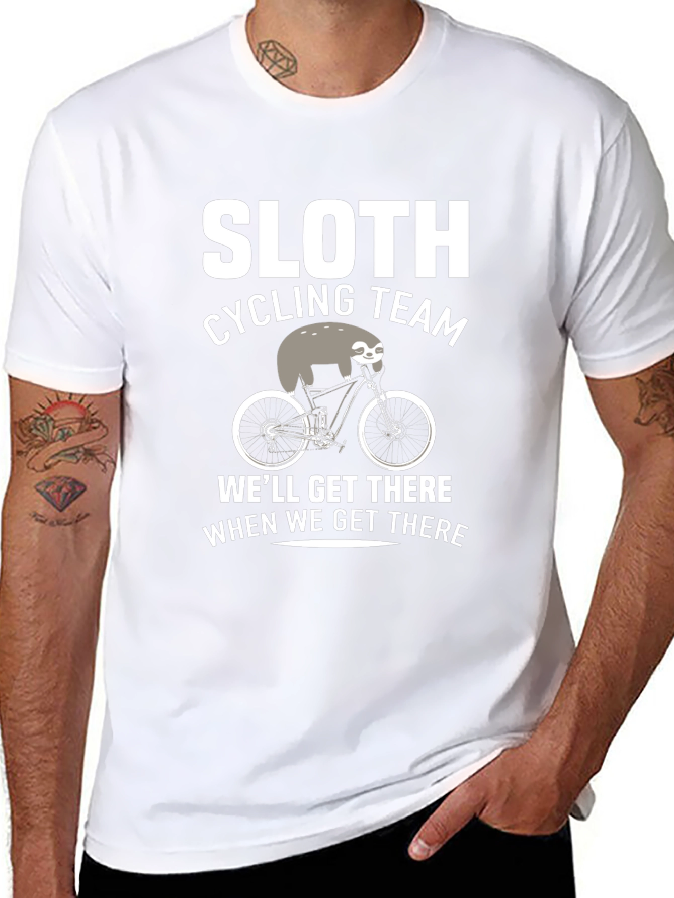 Sloth Cycling Team Black Graphic T-Shirt