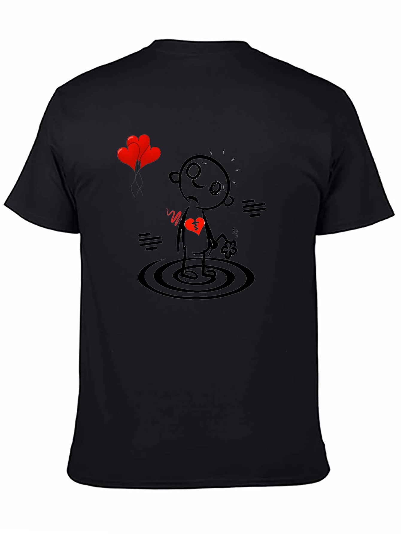 Heartbroken Stick Figure T-Shirt - Sad Cartoon Tee