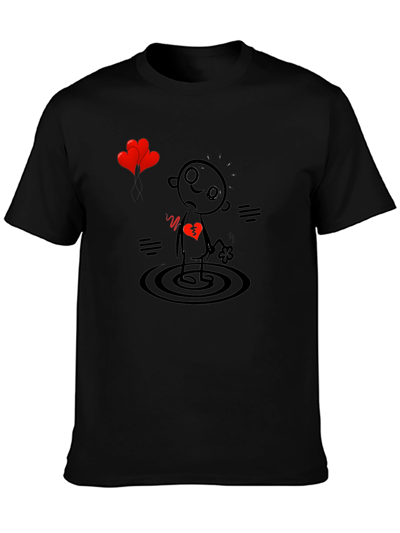 Heartbroken Stick Figure T-Shirt - Sad Cartoon Tee