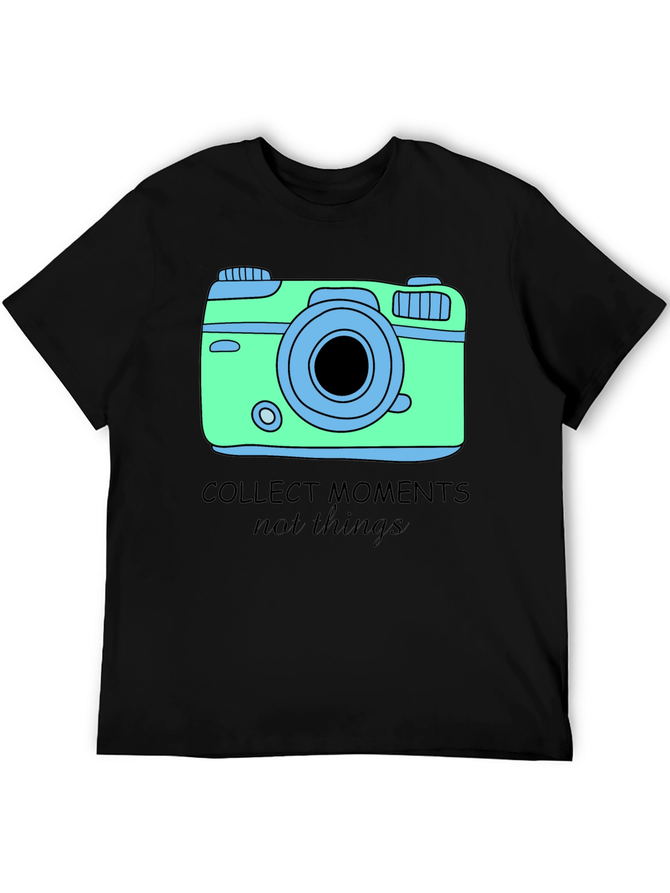 Collect Moments Graphic Tee - Camera Design Black Shirt