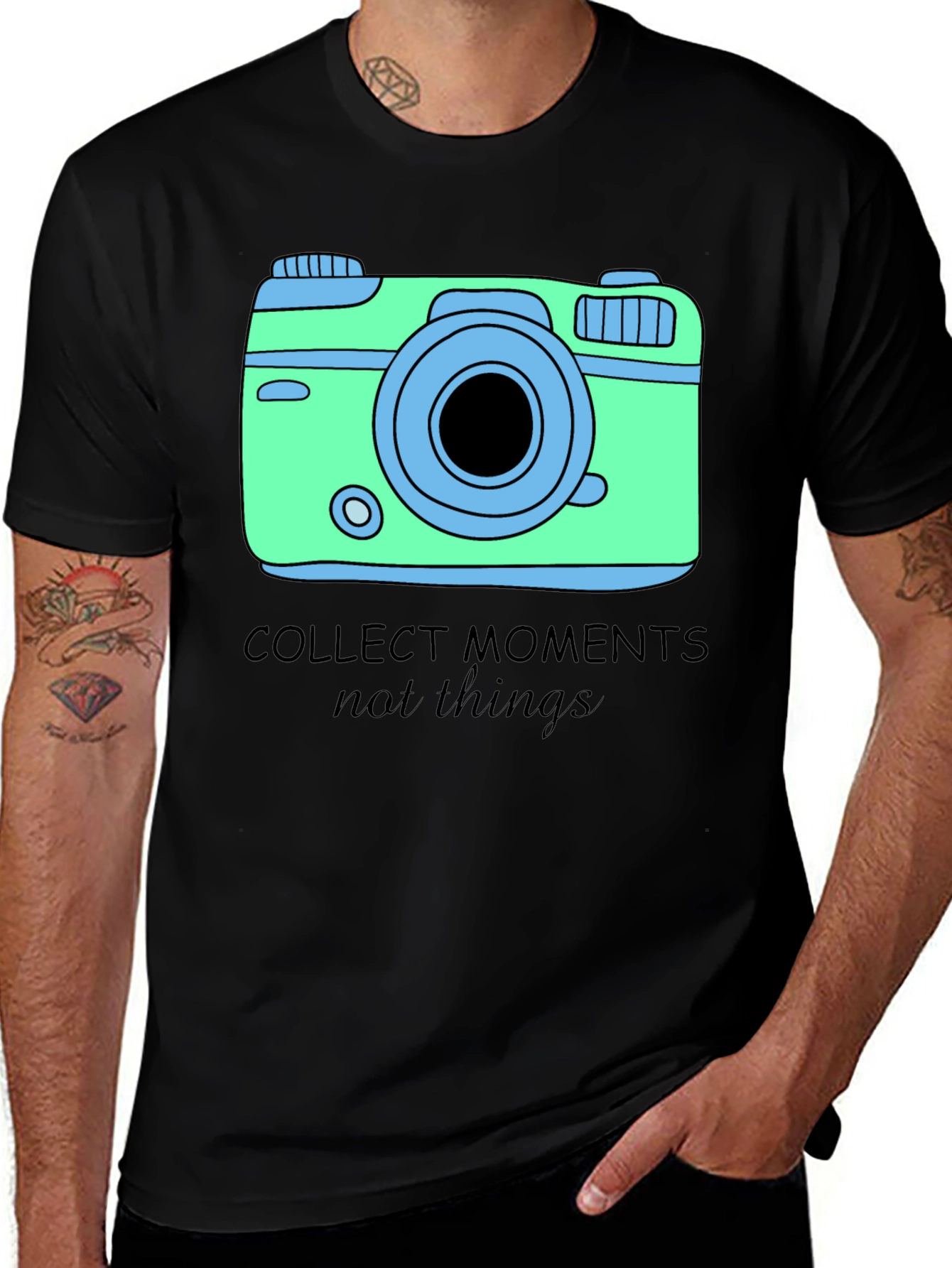 Collect Moments Graphic Tee - Camera Design Black Shirt