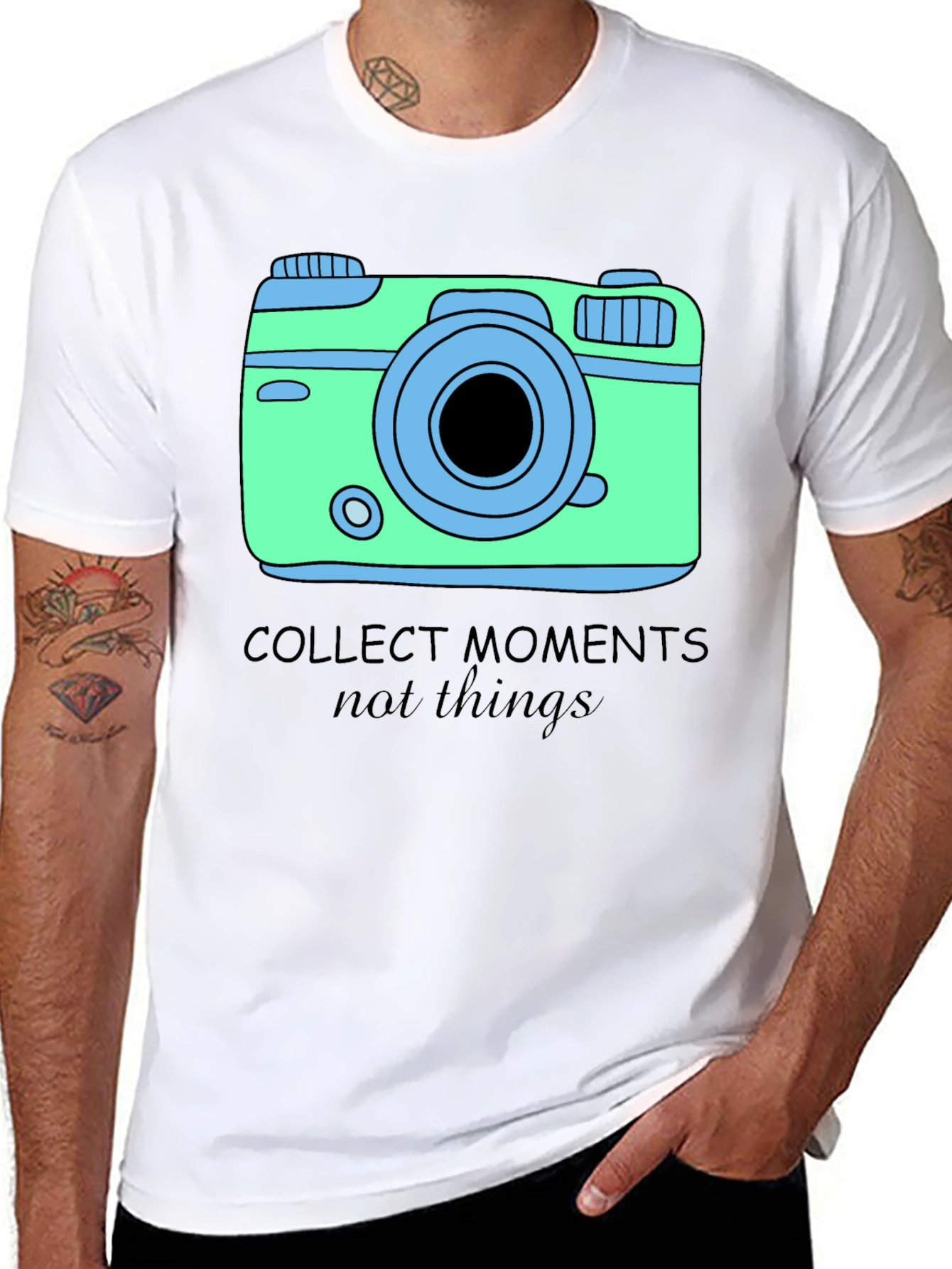 Collect Moments Graphic Tee - Camera Design Black Shirt