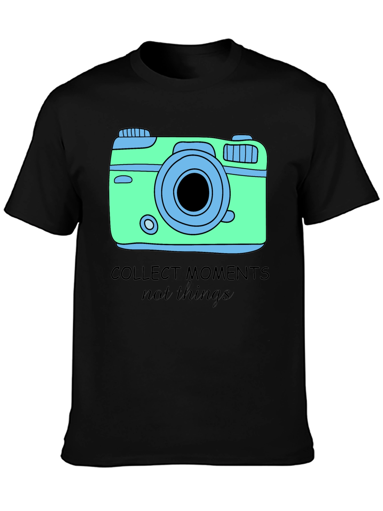 Collect Moments Graphic Tee - Camera Design Black Shirt